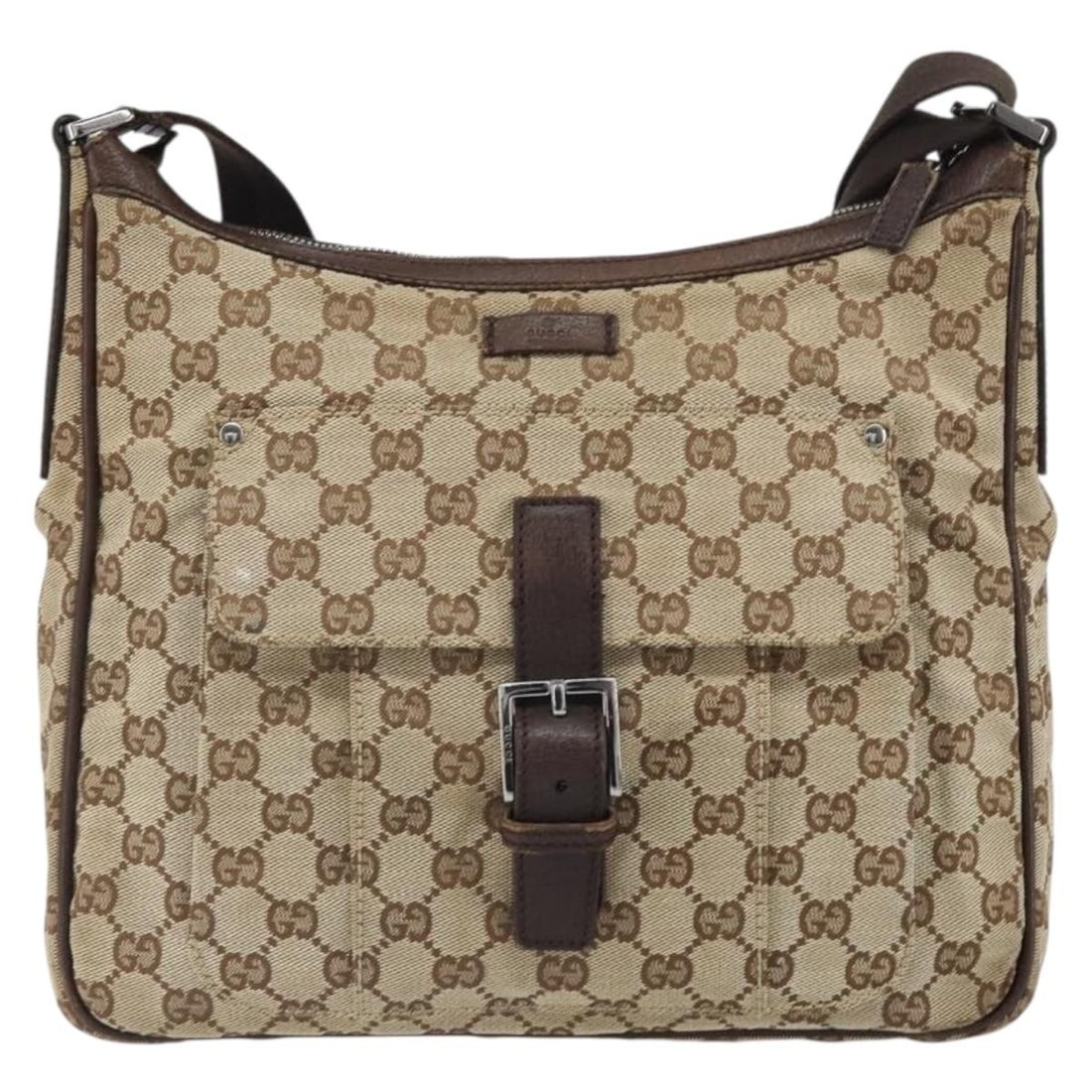 Beige GG Canvas Leather Vintage Shoulder Bag by Gucci (1 of 18)