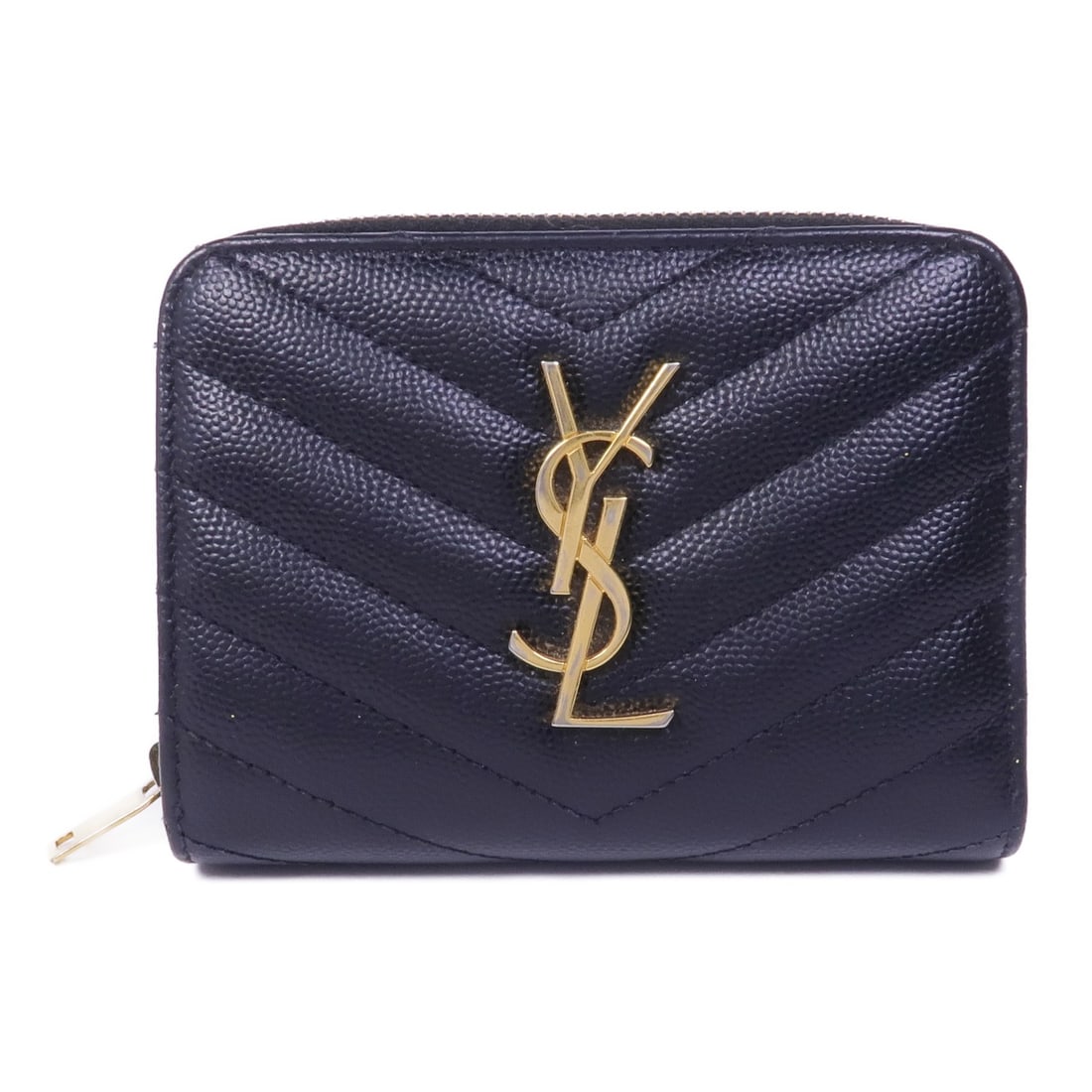 SAINT LAURENT GHW Bi-fold Wallet Black Calfskin Leather: SAINT LAURENT GHW Bi-fold Wallet Black Calfskin Leather This elegant bi-fold wallet by SAINT LAURENT is crafted from premium black calfskin leather, offering both luxury and durability. The wallet fea