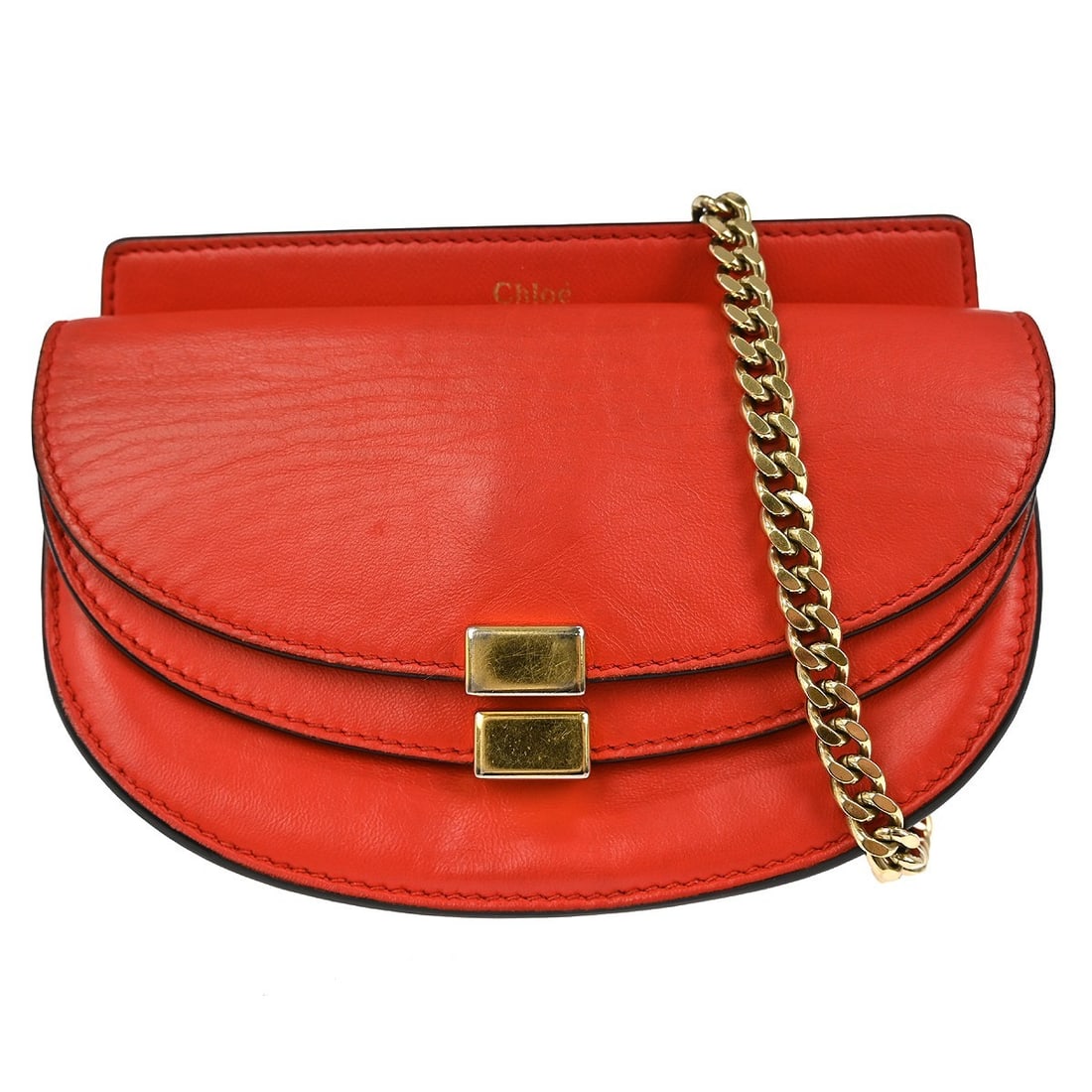 Chloe Medium Red Leather Shoulder Bag with Gold Tone Hardware (1 of 6)