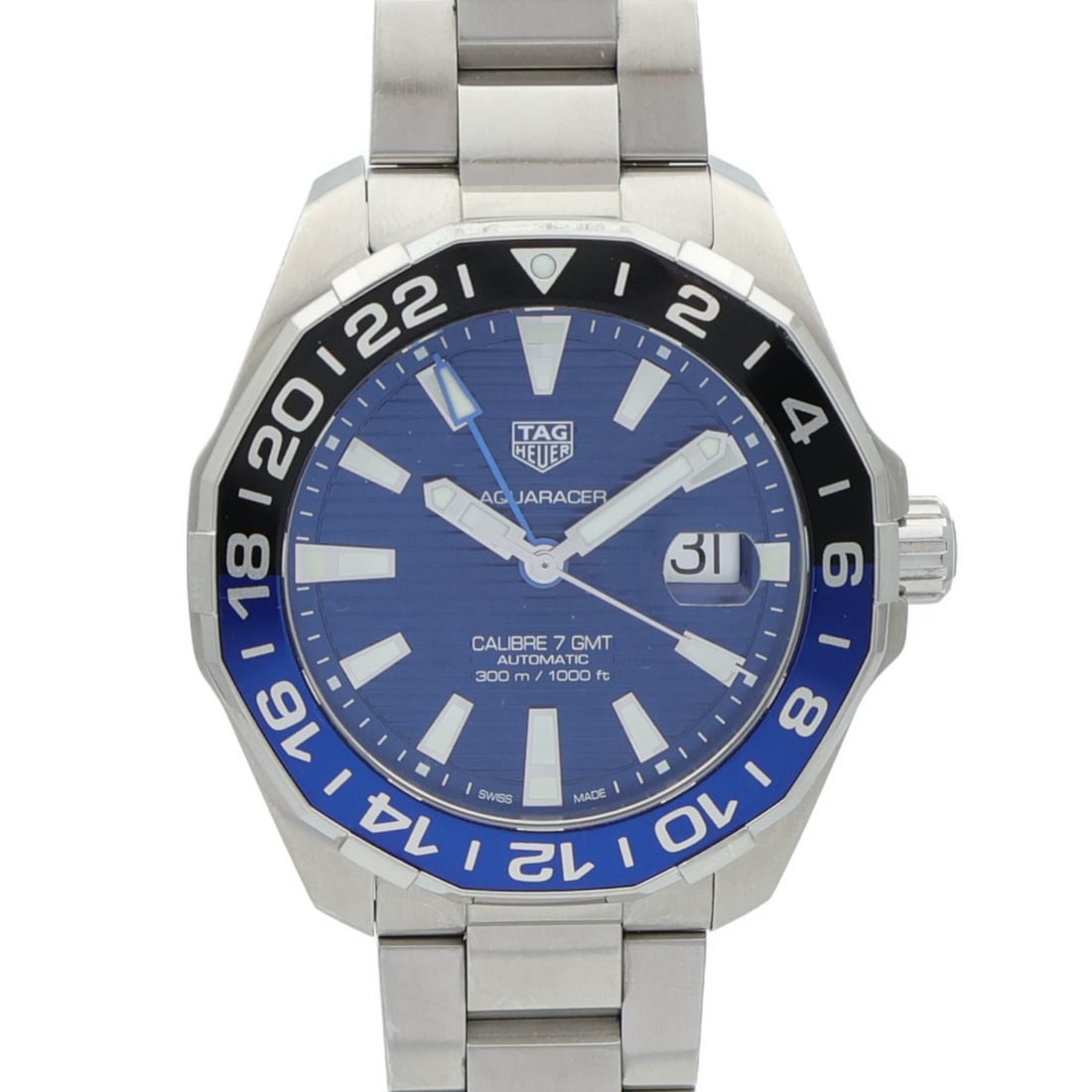 TAG HEUER Aquaracer Automatic Stainless Steel Blue Wristwatch: TAG HEUER Aquaracer Automatic Stainless Steel Blue Wristwatch Experience precision and style with the TAG HEUER Aquaracer WAY20IT Automatic Watch. This exquisite wristwatch features a vibrant blue dia