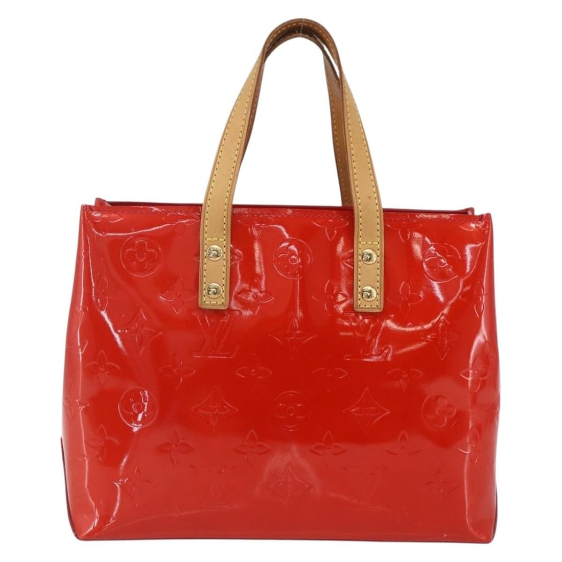 Red Patent Leather Louis Vuitton Reade Purse 23cm by 18cm by 9.5cm: Red Patent Leather Louis Vuitton Reade Purse 23cm by 18cm by 9.5cm This Louis Vuitton Reade handbag is crafted from red patent leather featuring the iconic Monogram Vernis design. It includes metal fi