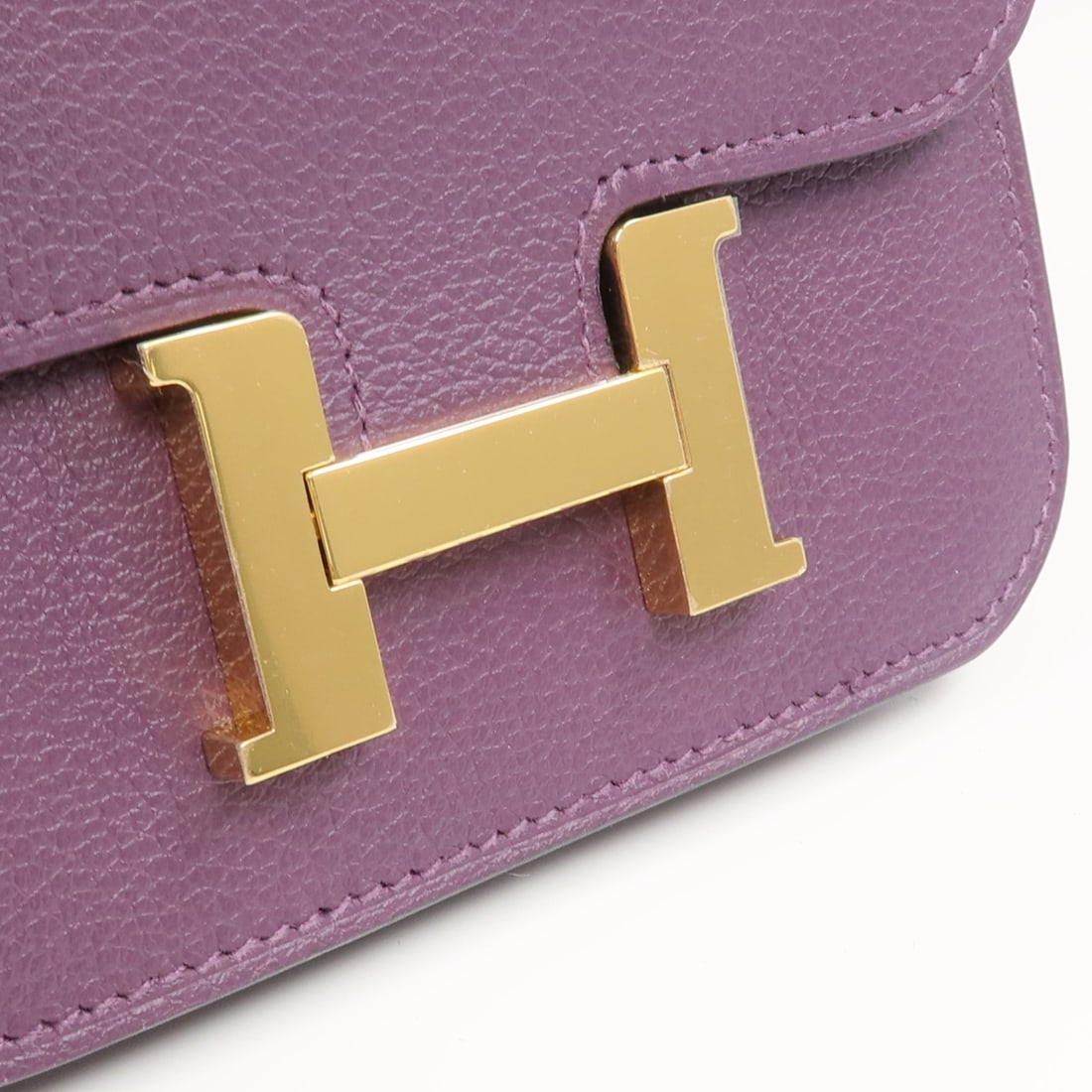 Hermes Constance Slim Purple Evercolor Leather Bifold Wallet with Gold Hardware - 11