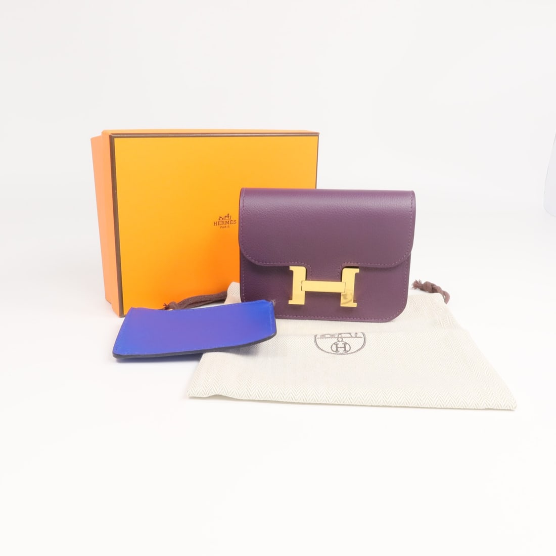 Hermes Constance Slim Purple Evercolor Leather Bifold Wallet with Gold Hardware - 15