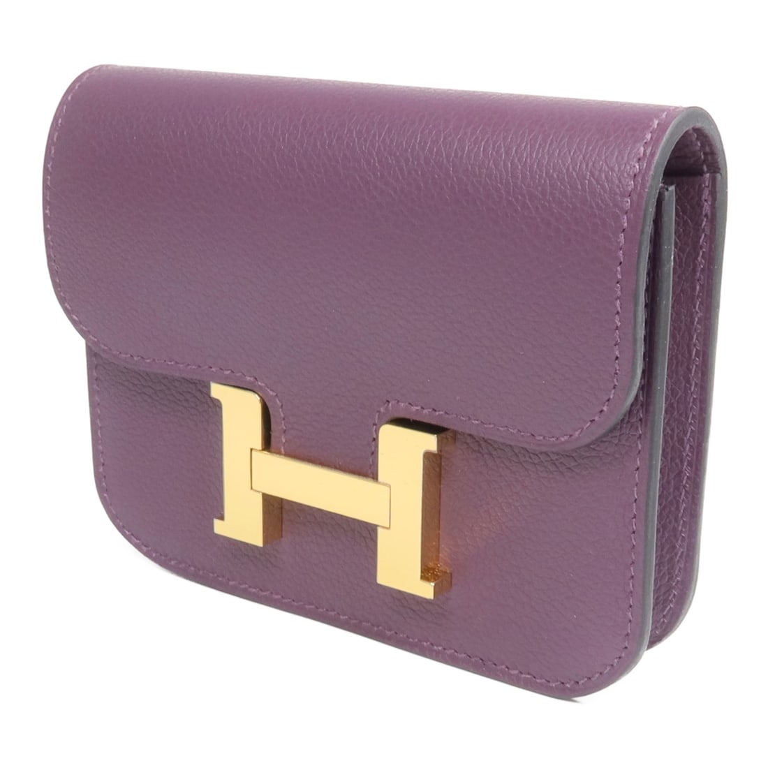Hermes Constance Slim Purple Evercolor Leather Bifold Wallet with Gold Hardware - 3