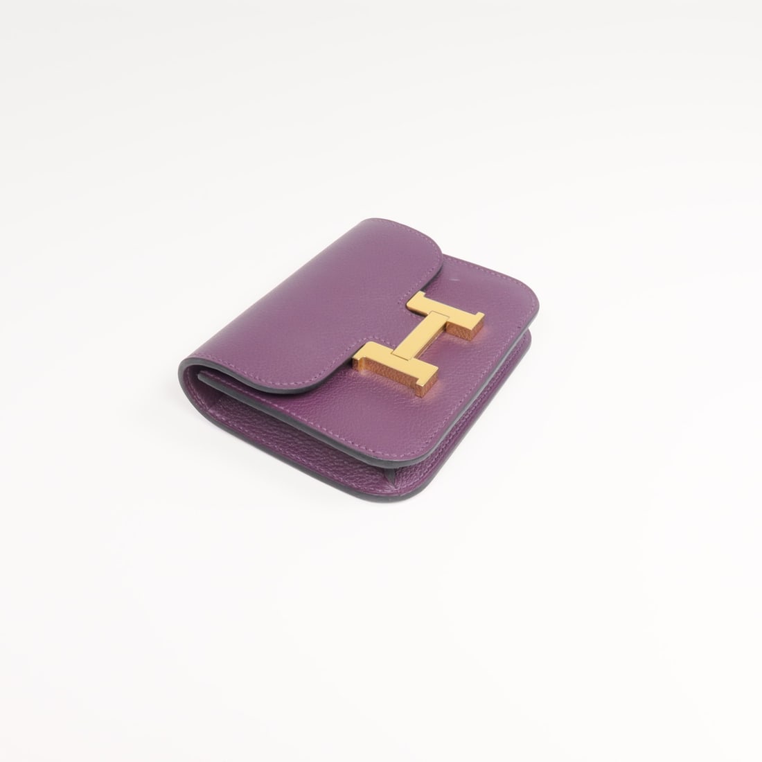 Hermes Constance Slim Purple Evercolor Leather Bifold Wallet with Gold Hardware - 4