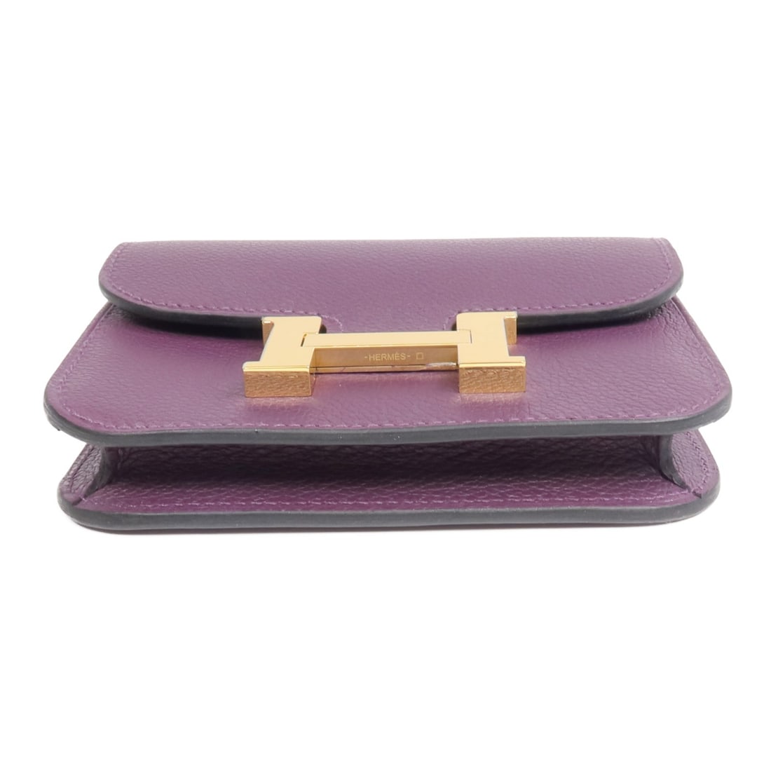 Hermes Constance Slim Purple Evercolor Leather Bifold Wallet with Gold Hardware - 6