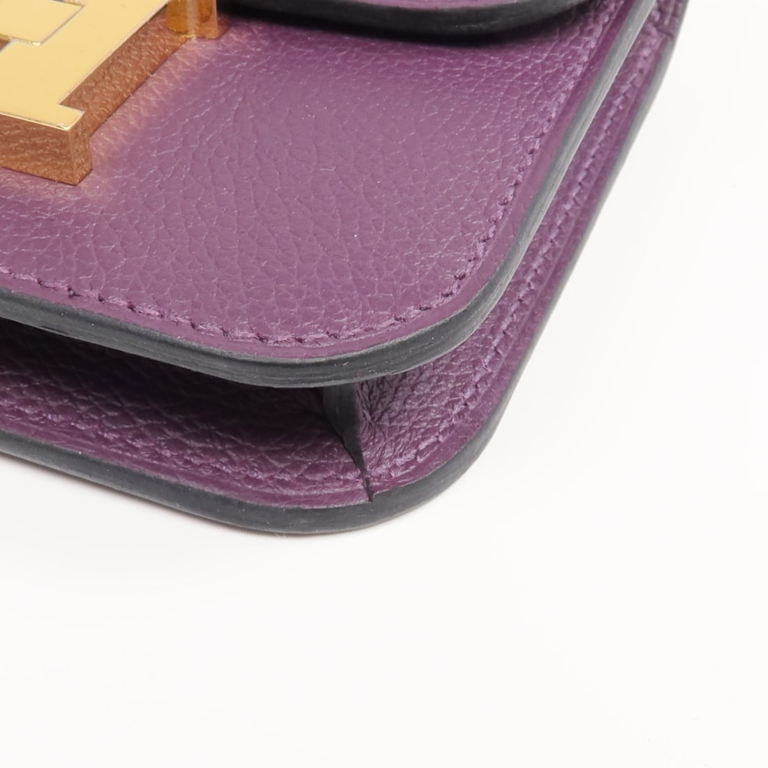 Hermes Constance Slim Purple Evercolor Leather Bifold Wallet with Gold Hardware - 7
