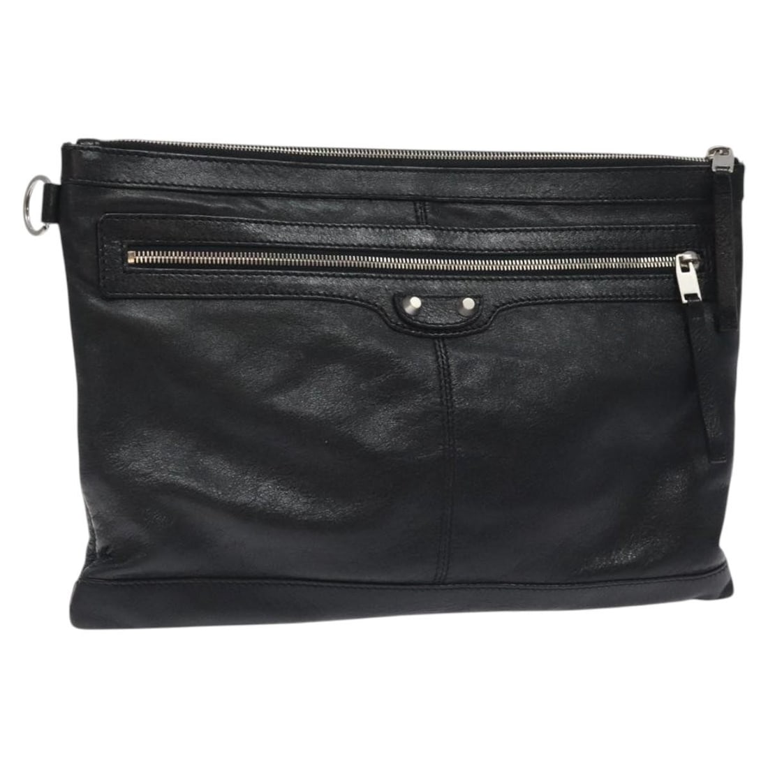 Balenciaga Leather Classic City Clip Pouch Black: Balenciaga Leather Classic City Clip Pouch Black This Balenciaga Classic City Clip Pouch is crafted from black leather, designed for female use. It features a spacious interior with dimensions of 37cm