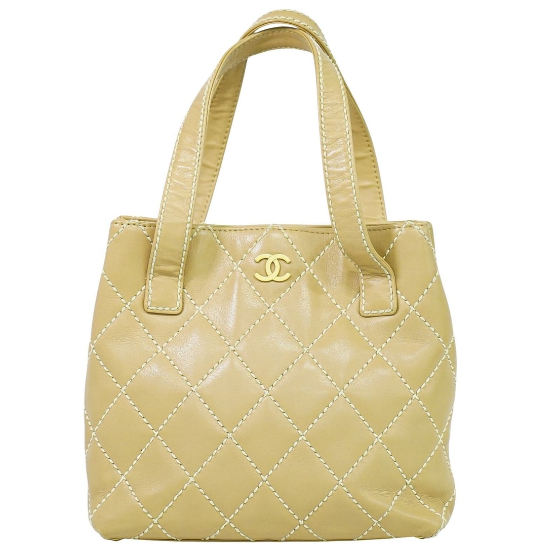 Beige Leather Chanel Surpique Tote Bag 23cm by 22cm by 8cm (1 of 18)