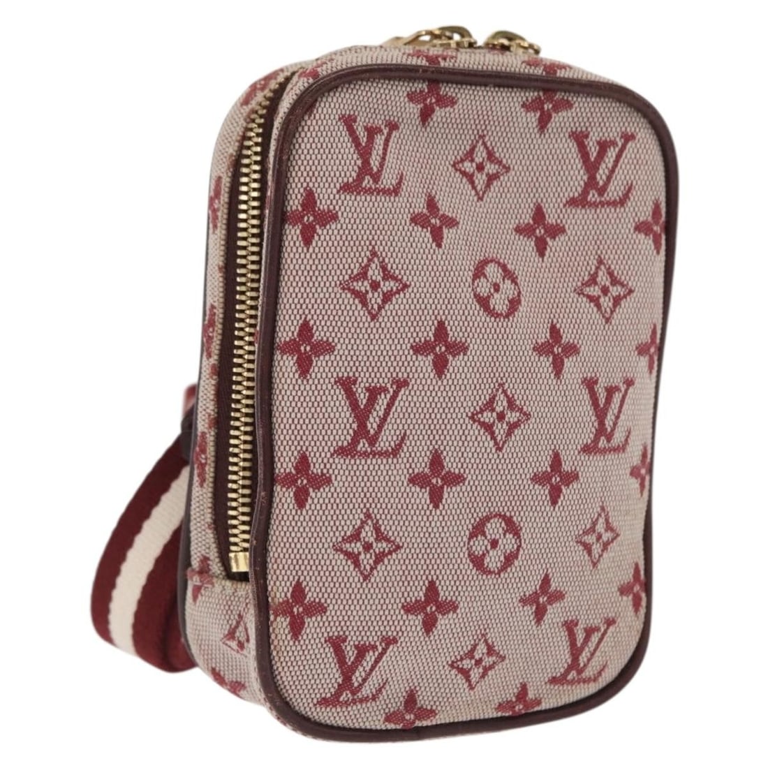 Red Monogram Mini Canvas Pouch with Shoulder Strap M60001: Red Monogram Mini Canvas Pouch with Shoulder Strap M60001 This Louis Vuitton Monogram Mini Usu Digital Pouch features a red monogram mini canvas exterior and comes with a shoulder strap. Made in Spain