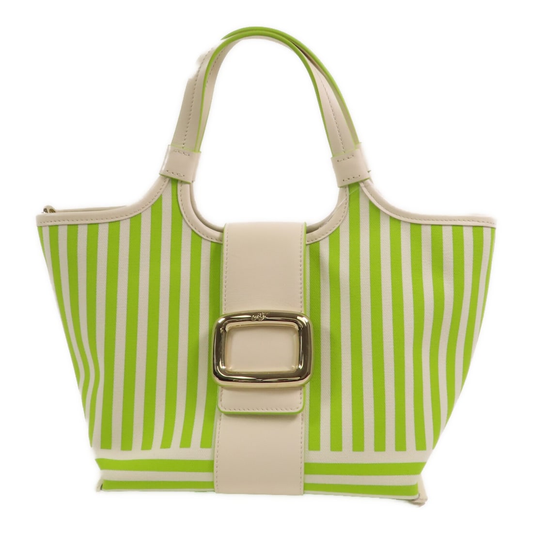 Roger Vivier Green Canvas Shoulder and Crossbody Bag with Gold Hardware (1 of 12)