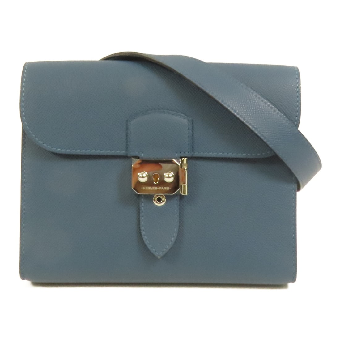 Hermes Sac a Depeches 21 Blue Epsom Leather Shoulder Bag with Palladium Hardware (1 of 15)