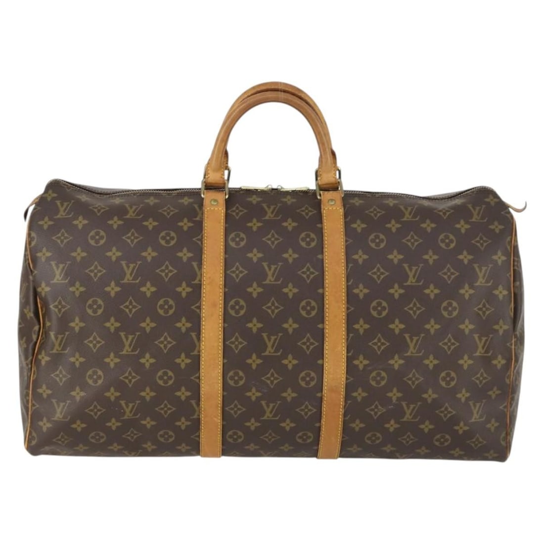Monogram Canvas Keepall Duffle Bag by Louis Vuitton 55cm: Monogram Canvas Keepall Duffle Bag by Louis Vuitton 55cm Louis Vuitton Keepall Bag crafted from monogram canvas with brown color. This unisex travel bag features a spacious design ideal for versatile