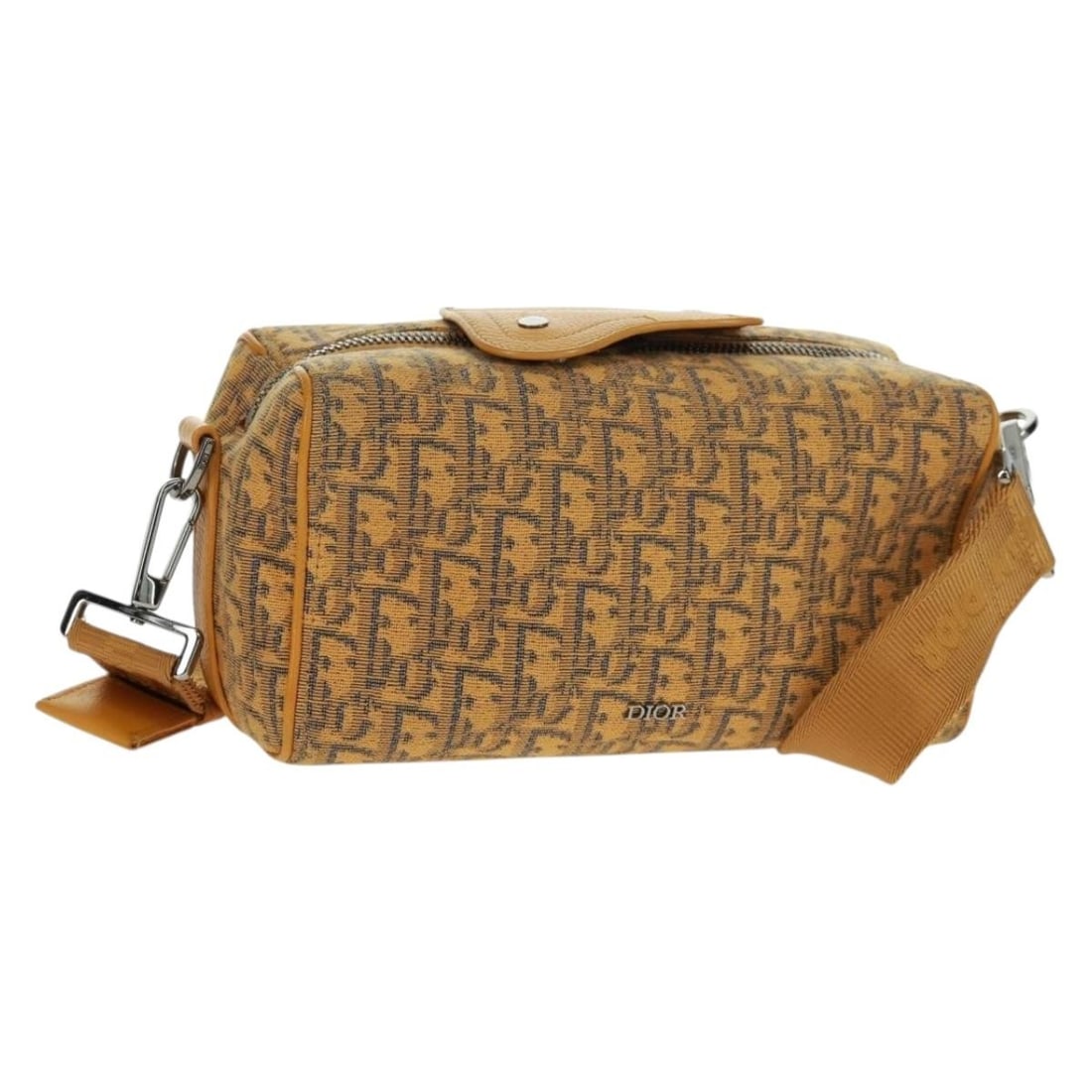 Yellow Dior Trotter Canvas Oblique Saddle Lanco Shoulder Bag with Dust Bag: Yellow Dior Trotter Canvas Oblique Saddle Lanco Shoulder Bag with Dust Bag This Christian Dior Trotter Canvas Saddle Oblique Lanco bag features a yellow and silver color scheme with the iconic Dior Tr