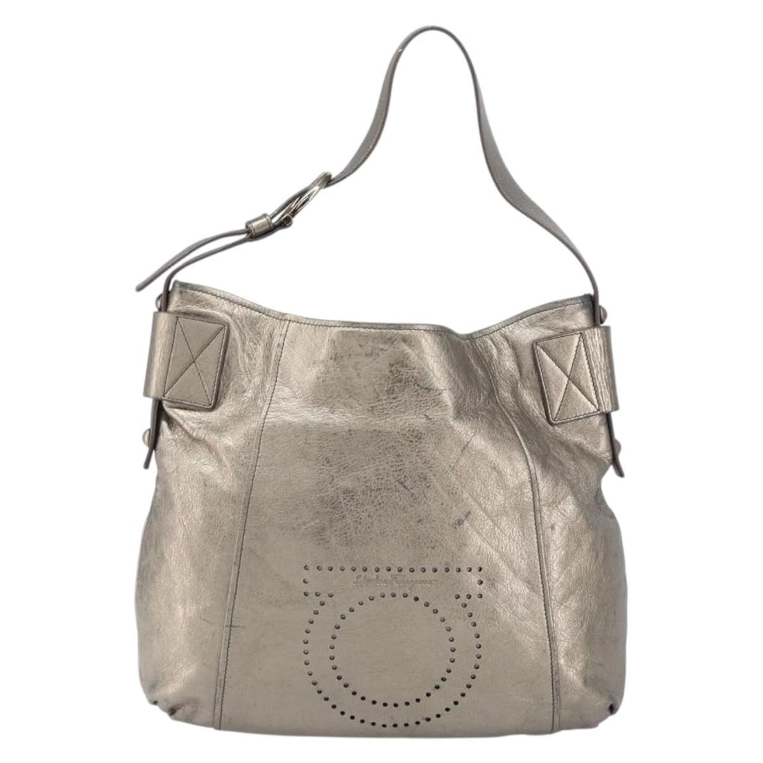 Leather Gancini Shoulder Bag by Salvatore Ferragamo in Gold (1 of 18)