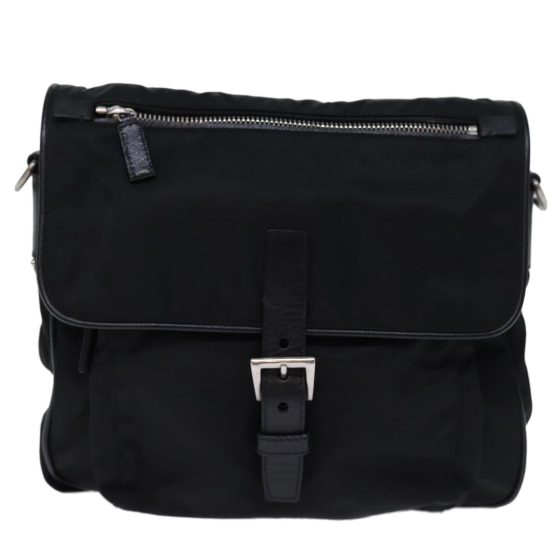 Prada Tessuto Nylon Black Messenger Bag with Buckle (1 of 18)