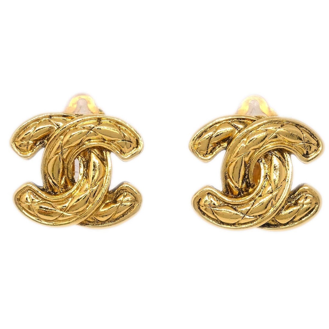 Chanel Gold Plated CC Clip-On Earrings 2433 (1 of 4)