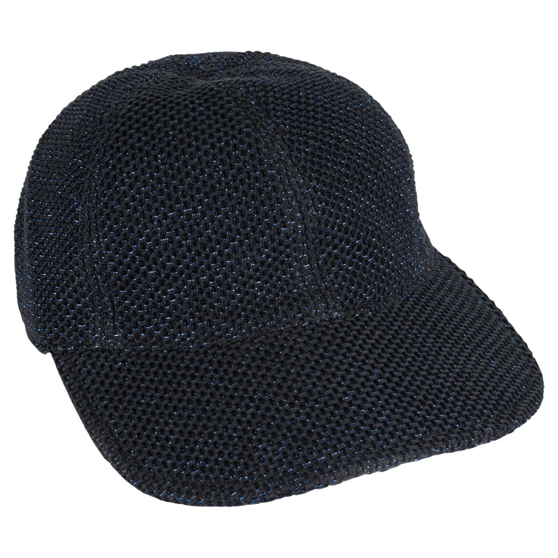 Chanel Black Lurex Baseball Hat with Original Box: Chanel Black Lurex Baseball Hat with Original Box Elevate your accessory game with this exquisite Chanel baseball hat. This stylish piece features a classic black design with striking blue lurex accen