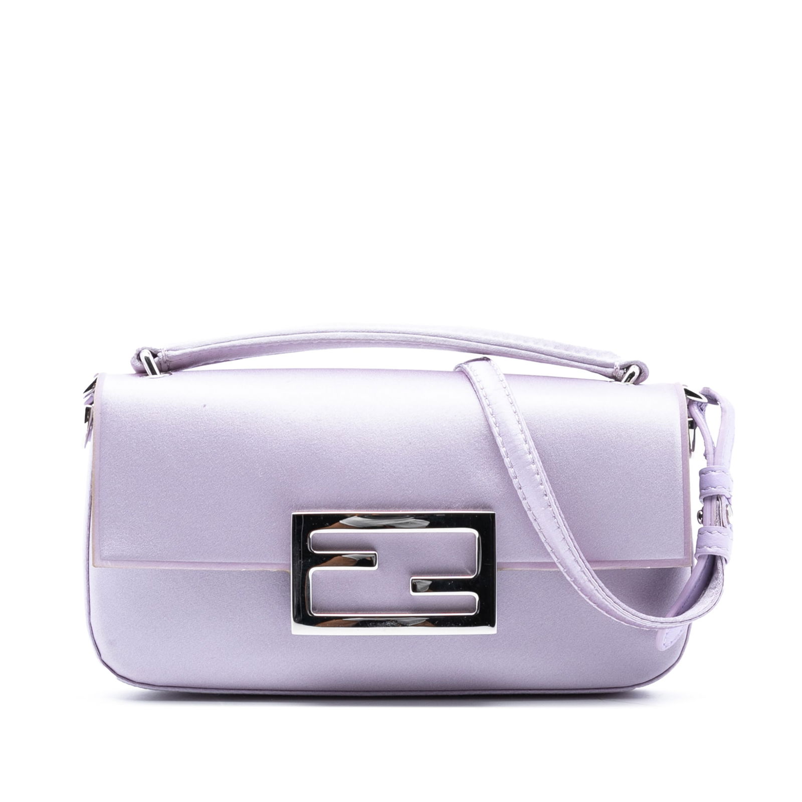 Fendi Purple Satin Baguette Phone Pouch Satchel with Leather Strap (1 of 7)