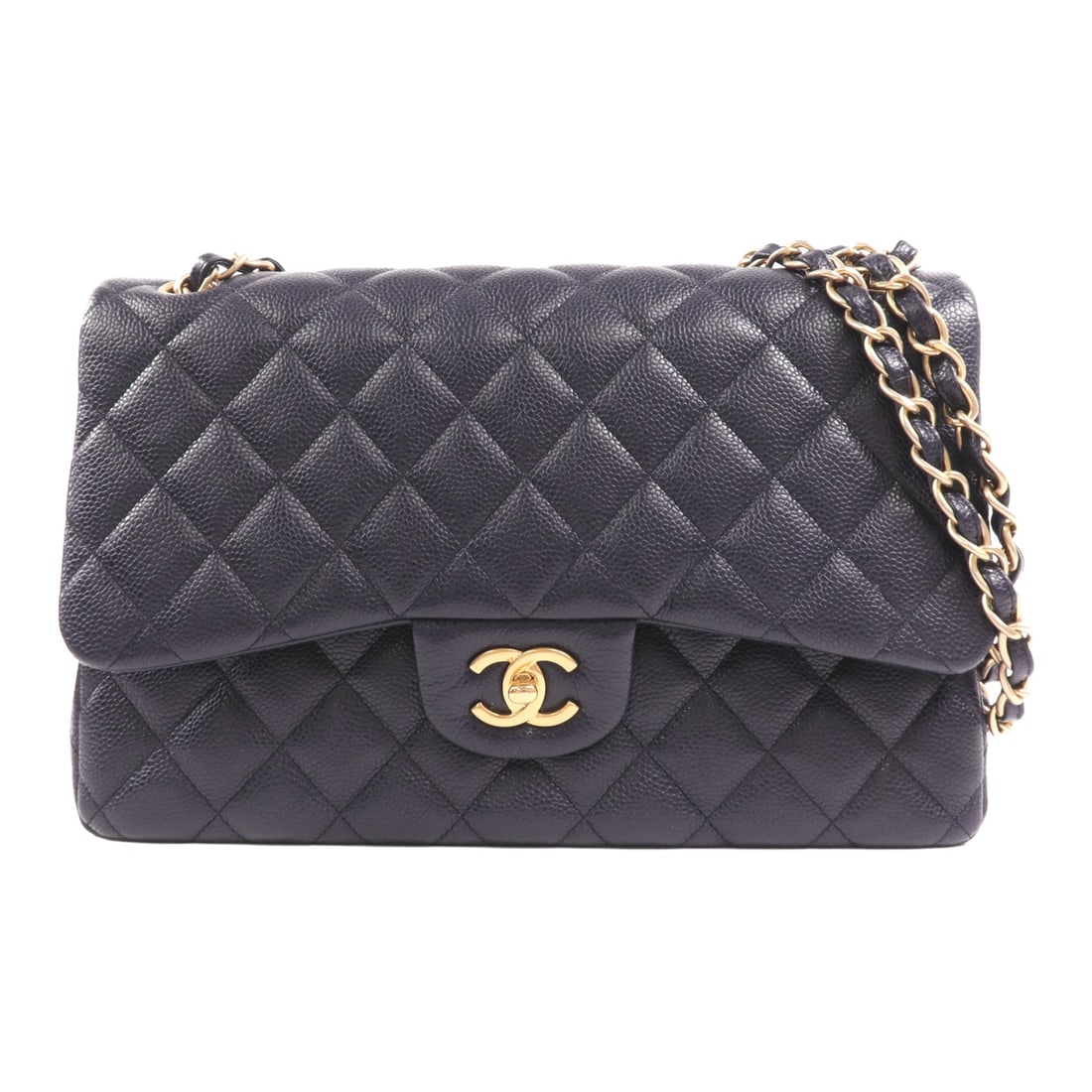 CHANEL Large Classic Shoulder Bag Navy Calfskin Leather GHW: CHANEL Large Classic Shoulder Bag Navy Calfskin Leather GHW This CHANEL Large Classic Shoulder Bag is crafted from luxurious navy calfskin leather, offering a sophisticated and timeless appeal. The ba