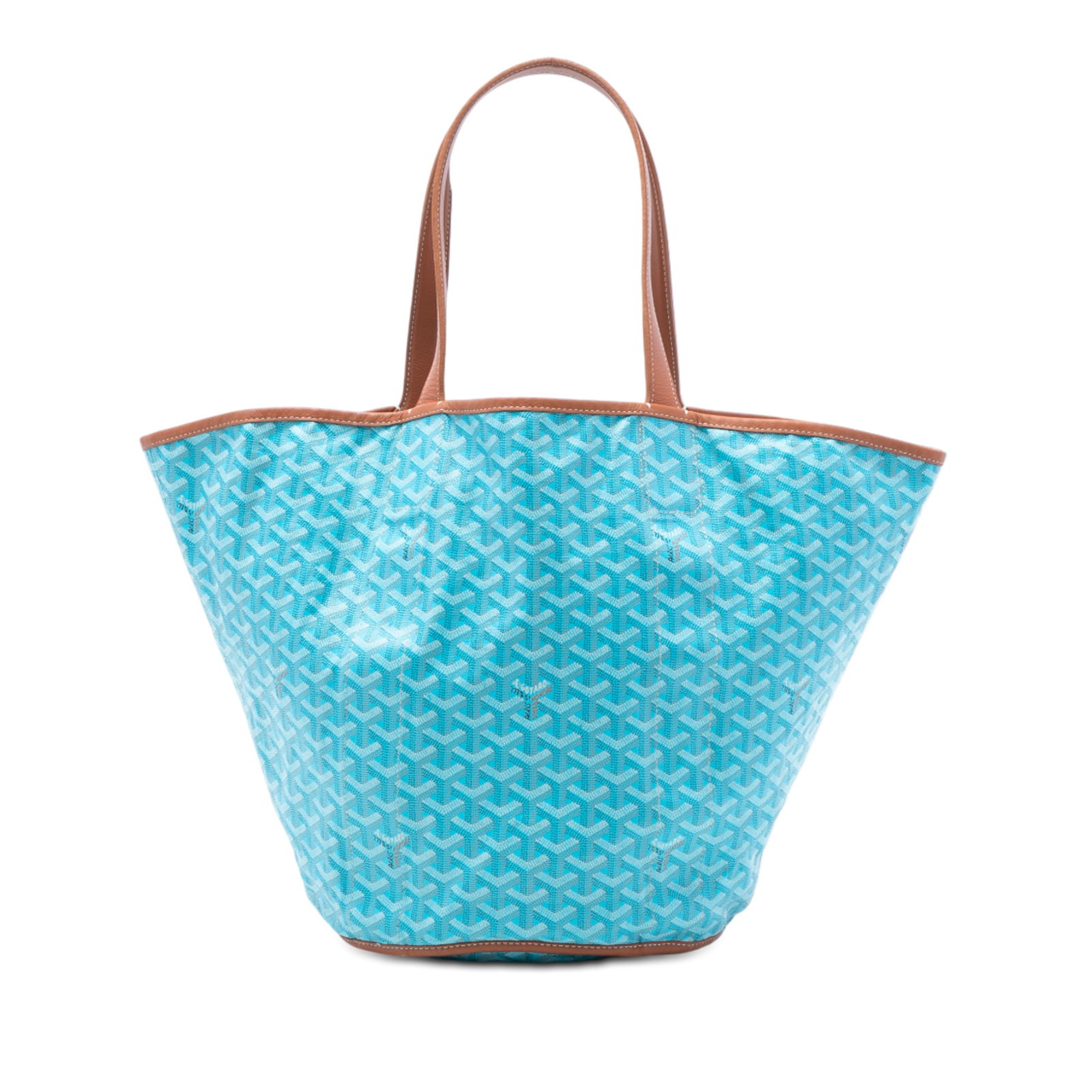 Goyard Belharra Tote Blue Canvas Reversible Bag with Leather Trim: Goyard Belharra Tote Blue Canvas Reversible Bag with Leather Trim This Goyardine Reversible Belharra Tote features a reversible coated canvas and canvas body with leather trim, complemented by flat le