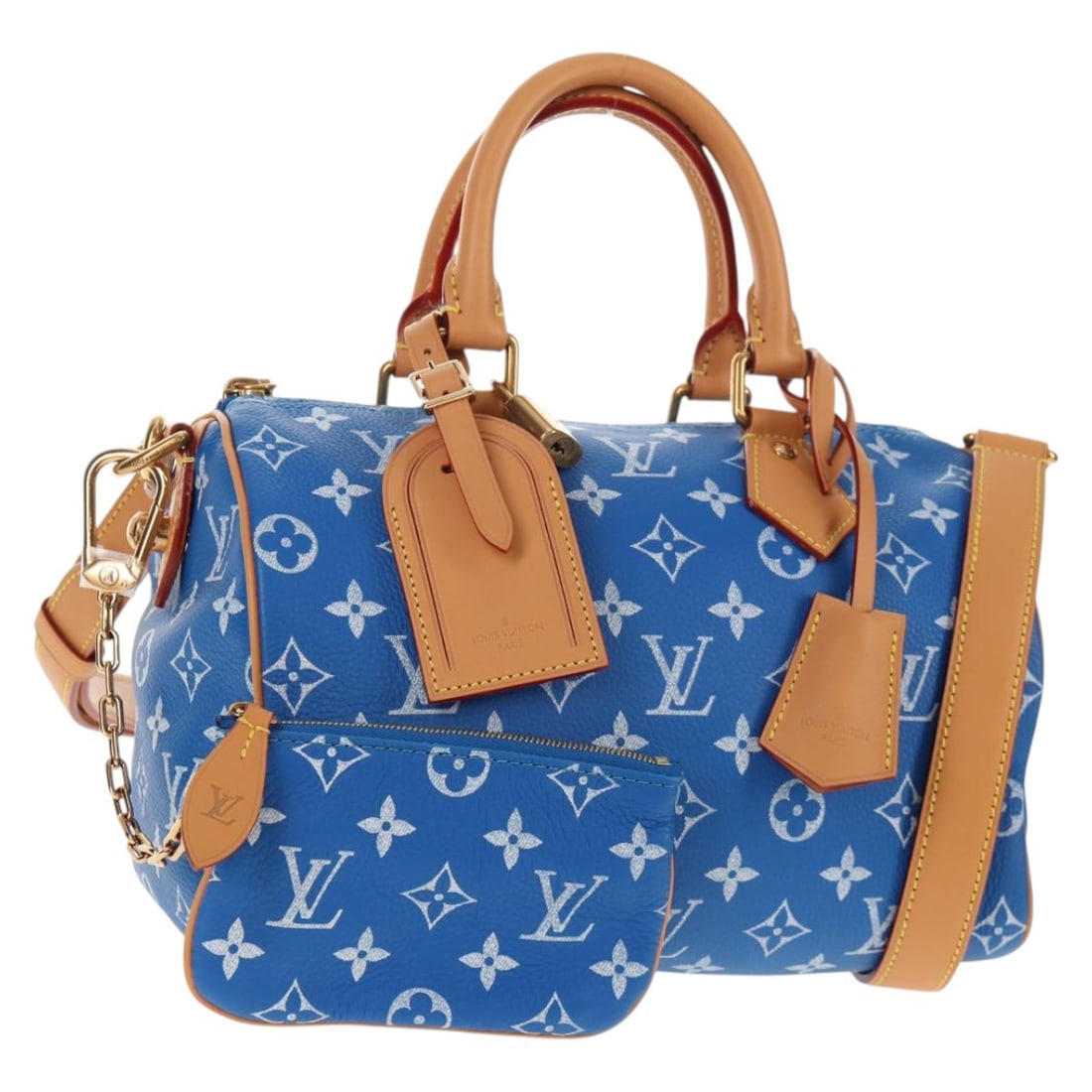 LOUIS VUITTON Monogram Speedy P9 Bandouliere 25 Hand Bag Blue M24424 Auth (1 of 18)