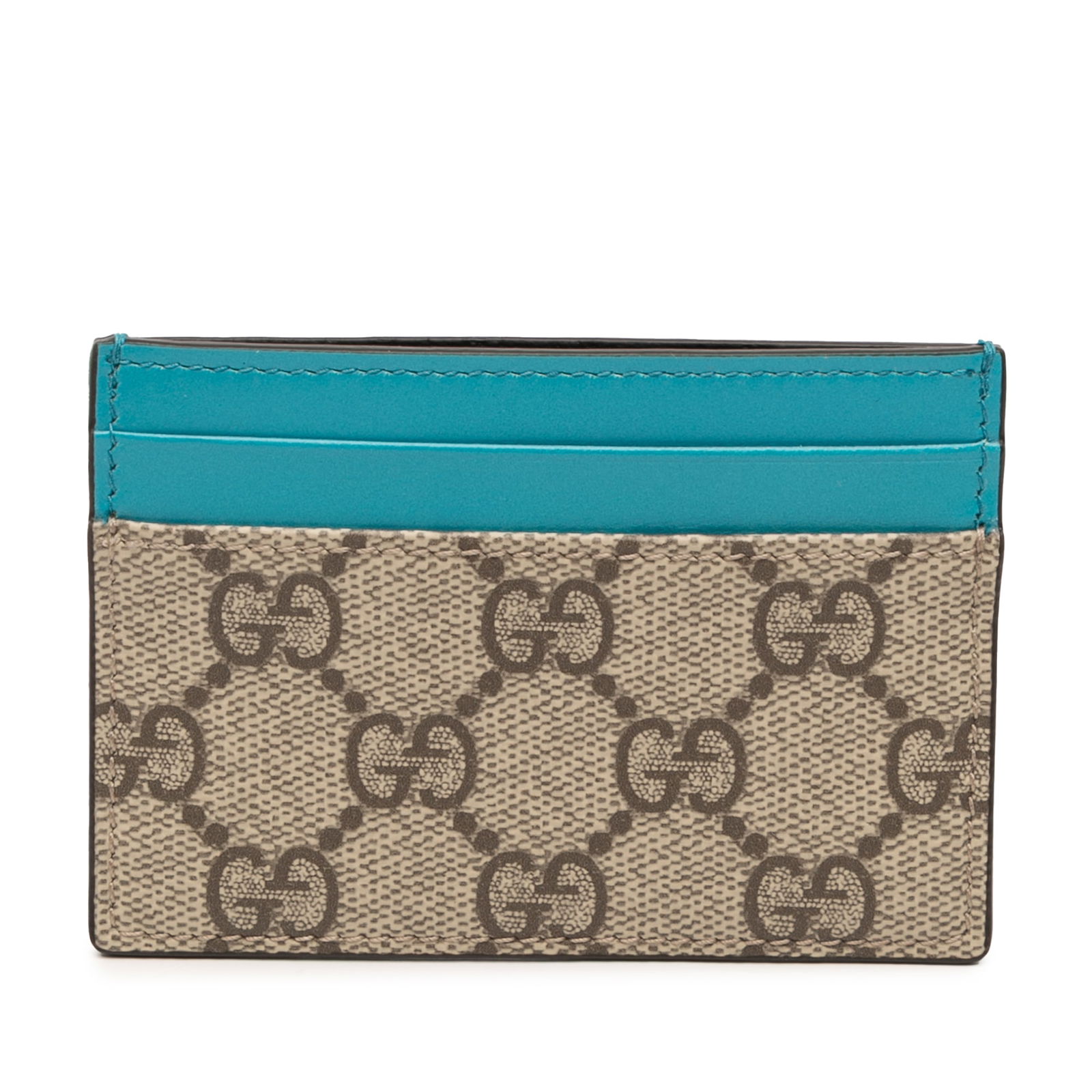 Brown GG Supreme Coated Canvas Card Case by Gucci: Brown GG Supreme Coated Canvas Card Case by Gucci This Gucci GG Supreme card holder is crafted from coated canvas and features multiple slip compartments. Designed in brown fabric, it offers a sleek a