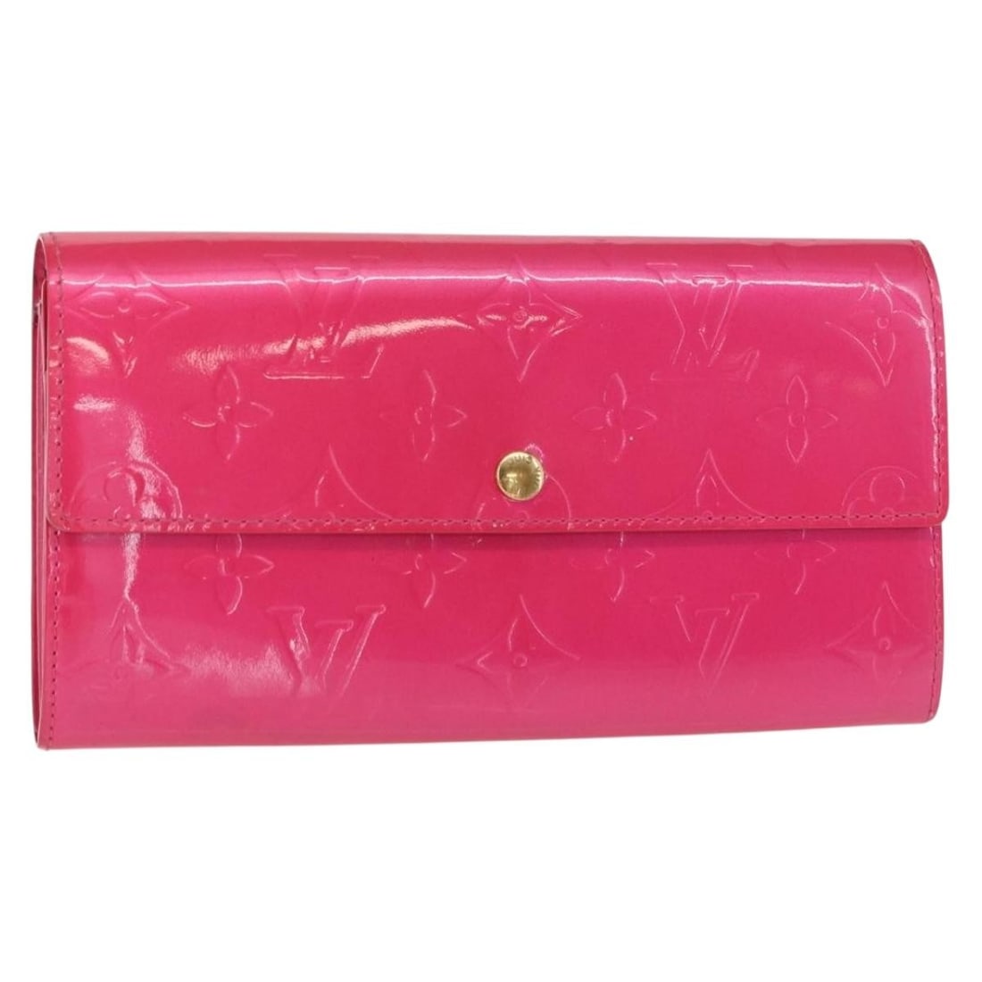 LOUIS VUITTON Vernis Porte Monnaie Wallet Fusha Pink M91236 Authentic: LOUIS VUITTON Vernis Porte Monnaie Wallet Fusha Pink M91236 Authentic This authentic Louis Vuitton Vernis Porte Monnaie Credit Wallet in Fusha Pink is a stylish accessory crafted from patent leather.