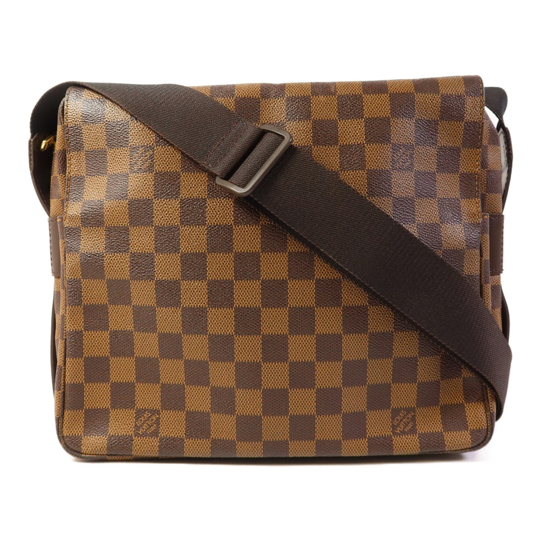 LOUIS VUITTON Naviglio Shoulder Messenger Bag Brown Damier GHW N45255: LOUIS VUITTON Naviglio Shoulder Messenger Bag Brown Damier GHW N45255 The LOUIS VUITTON Naviglio Shoulder Messenger Bag is an elegant accessory crafted from durable PVC coated canvas in a classic brow