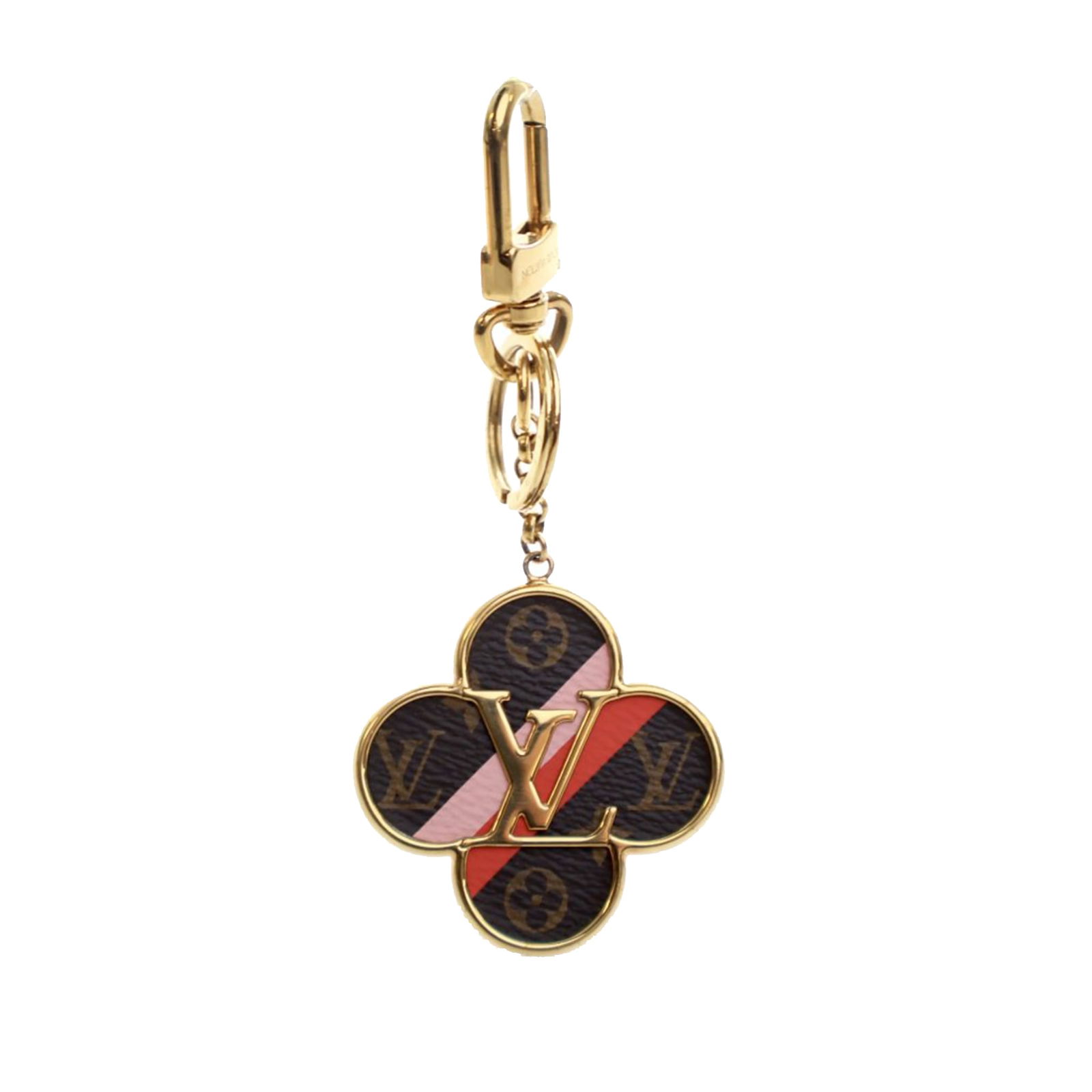 Louis Vuitton Monogram Into The Flower Gold Tone Keychain and Bag Charm: Louis Vuitton Monogram Into The Flower Gold Tone Keychain and Bag Charm This Louis Vuitton bag charm and key holder features a gold tone metal construction with monogram canvas accents. It includes a