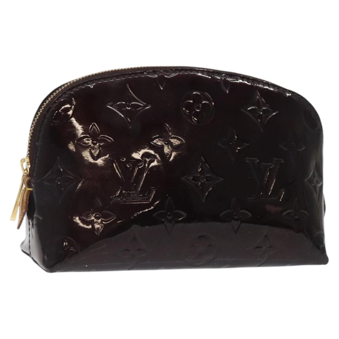 Burgundy Vernis Patent Leather Louis Vuitton Cosmetic Case: Burgundy Vernis Patent Leather Louis Vuitton Cosmetic Case This Louis Vuitton Cosmetic Pouch features the signature Monogram Vernis in burgundy patent leather. Designed for women, the pouch offers a s