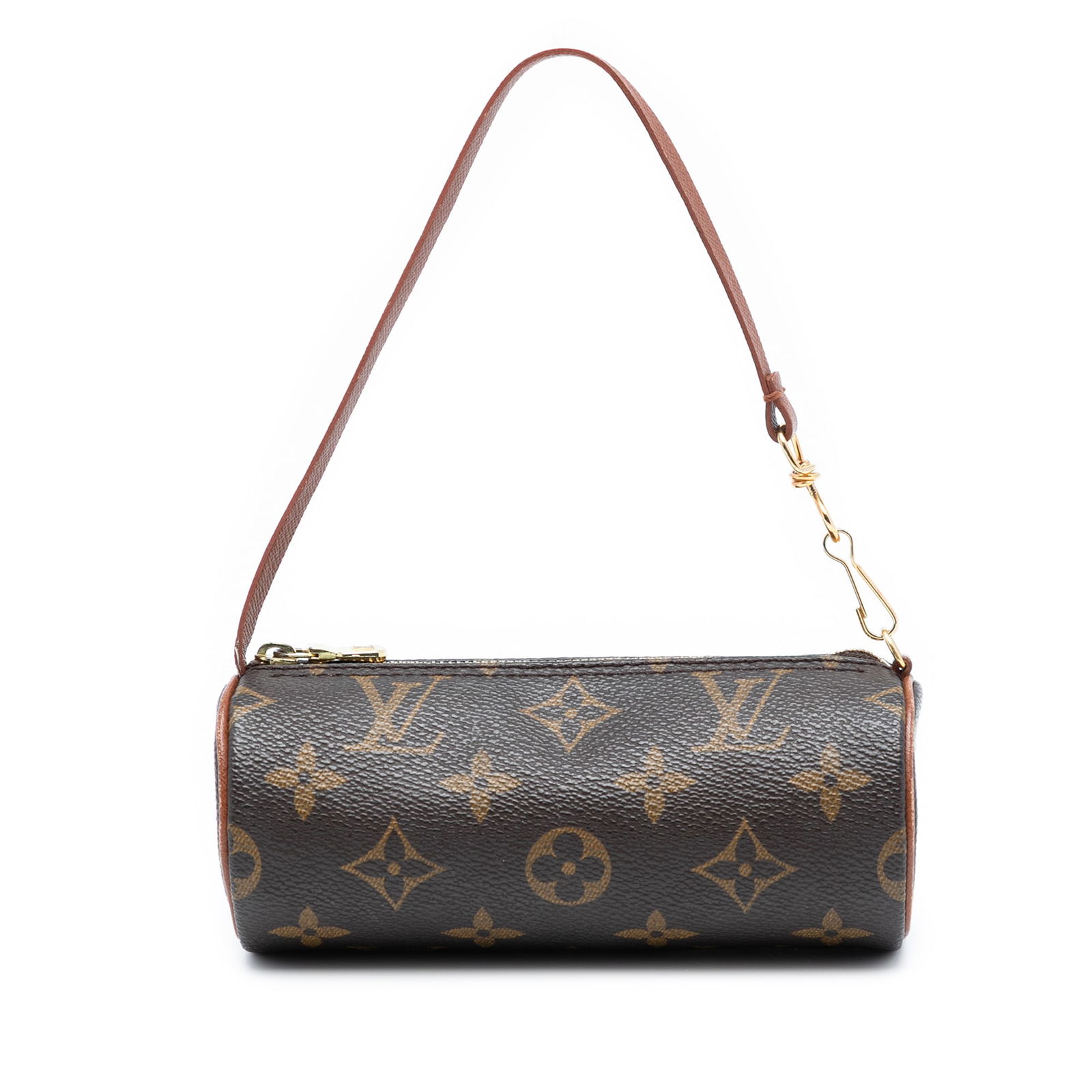 Louis Vuitton Papillon Pochette Brown Monogram Canvas Shoulder Bag: Louis Vuitton Papillon Pochette Brown Monogram Canvas Shoulder Bag This Louis Vuitton Monogram Papillon Pochette features the iconic monogram canvas body, complemented by a flat leather strap and a to