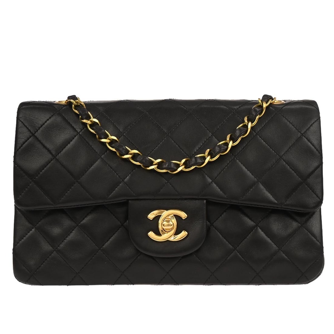 Small Classic Double Flap Black Lambskin Shoulder Bag by Chanel (1 of 10)