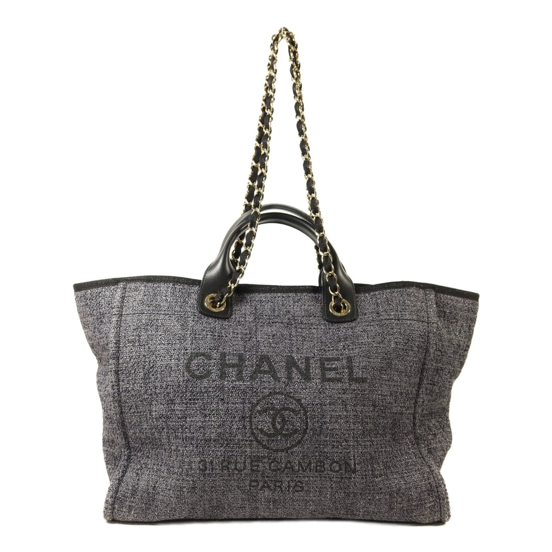 Black Canvas CHANEL Large 2-Way Shopping Tote with Gold Hardware A66941: Black Canvas CHANEL Large 2-Way Shopping Tote with Gold Hardware A66941 This CHANEL CC large shopping bag features a versatile 2-way design, allowing it to be carried as a shoulder bag. Crafted from b
