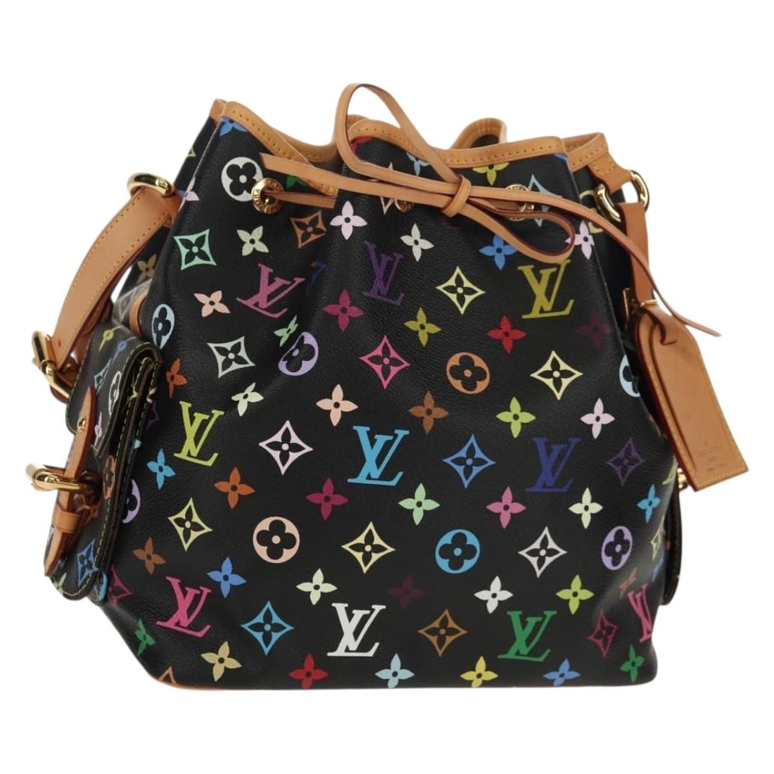 LOUIS VUITTON Monogram Multicolor Petit Noe Shoulder Bag Black M42230 Auth (1 of 18)