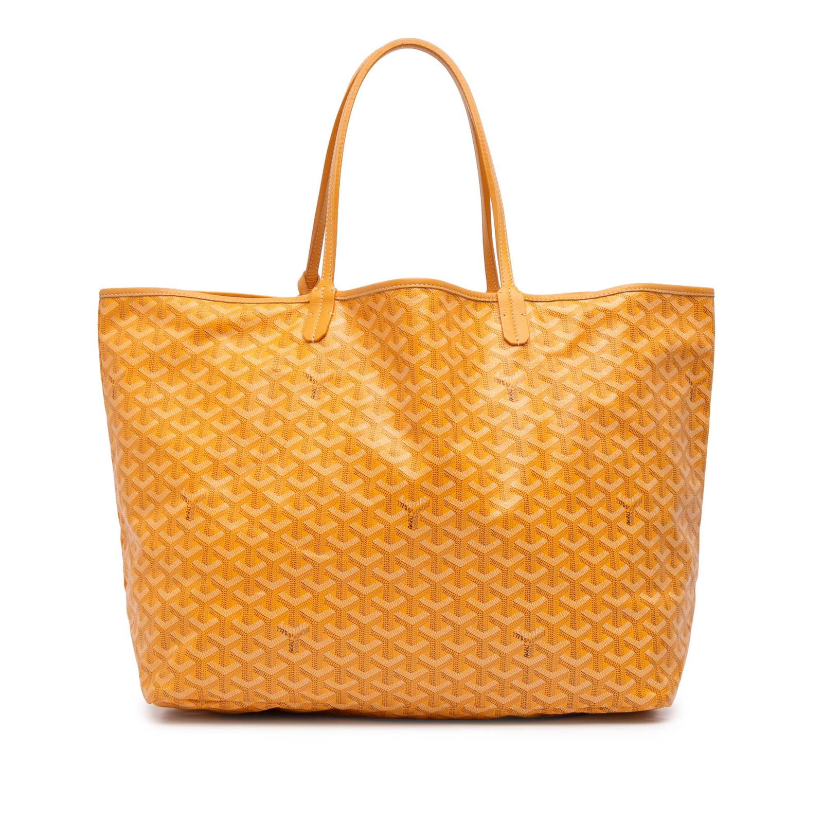 Goyard Goyardine Saint Louis GM Yellow Coated Canvas Bag: Goyard Goyardine Saint Louis GM Yellow Coated Canvas Bag The Goyardine Saint Louis GM is a stylish and functional bag crafted from coated canvas with luxurious leather trim. This spacious tote feature