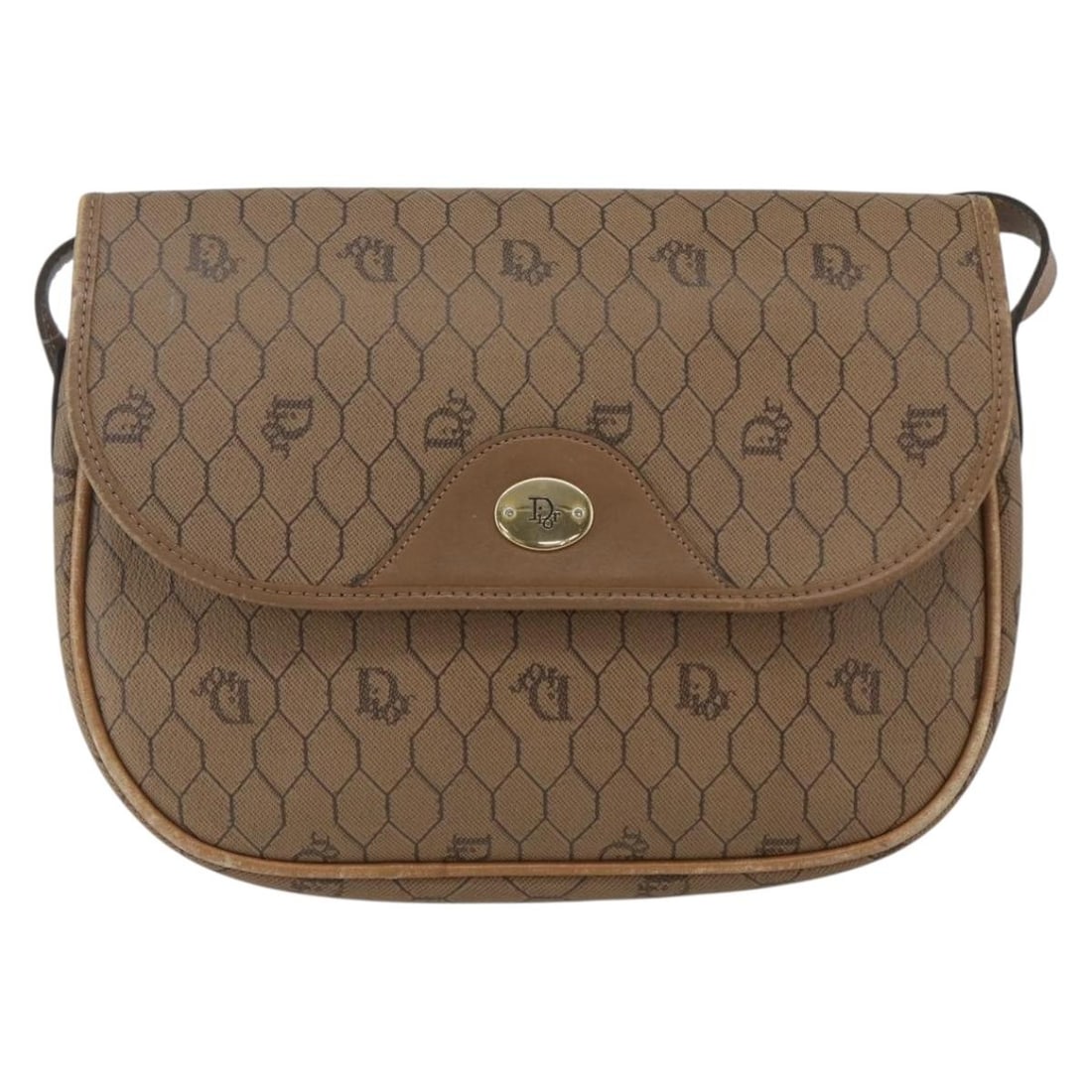 Christian Dior Honeycomb Coated Canvas Brown Crossbody Bag: Christian Dior Honeycomb Coated Canvas Brown Crossbody Bag This Christian Dior Vintage Honeycomb Flap Crossbody Bag features a classic coated canvas design in a brown honeycomb pattern. The bag includ