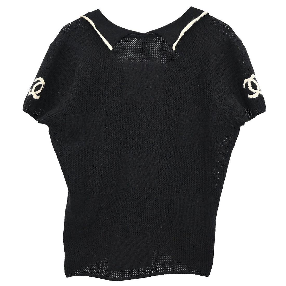 Chanel Black Short Sleeve Cashmere Knit Top 01C Size 40 - 2