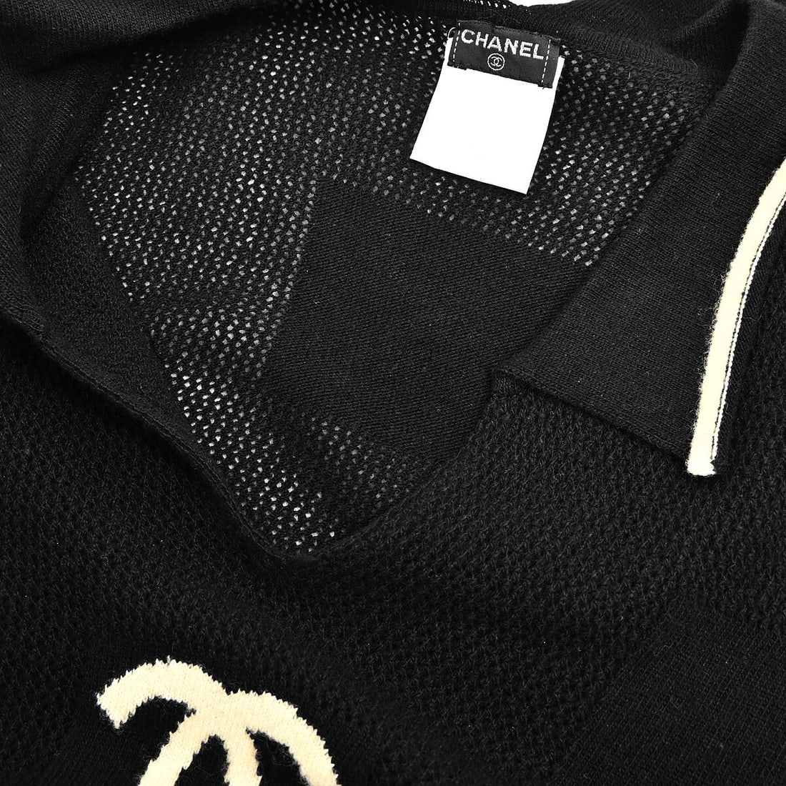 Chanel Black Short Sleeve Cashmere Knit Top 01C Size 40 - 6