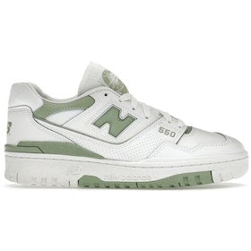 New Balance 550 Sneakers White With Mint Green Accents: New Balance 550 Sneakers White With Mint Green Accents Authentic New Balance 550 sneakers in a white and mint green colorway. These un-used shoes are in unworn condition and feature a classic design.