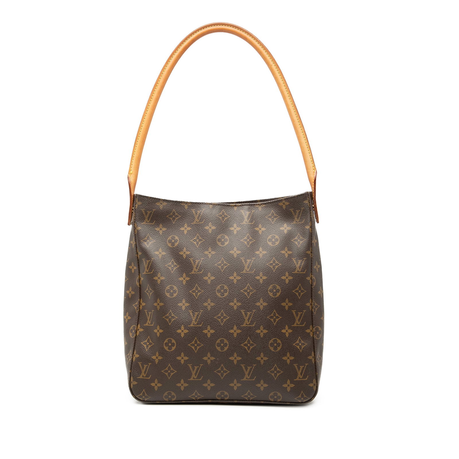 Monogram Canvas Looping GM Shoulder Bag by Louis Vuitton: Monogram Canvas Looping GM Shoulder Bag by Louis Vuitton The Louis Vuitton Monogram Looping GM features a signature monogram canvas exterior with a rolled vachetta leather shoulder strap. It includes