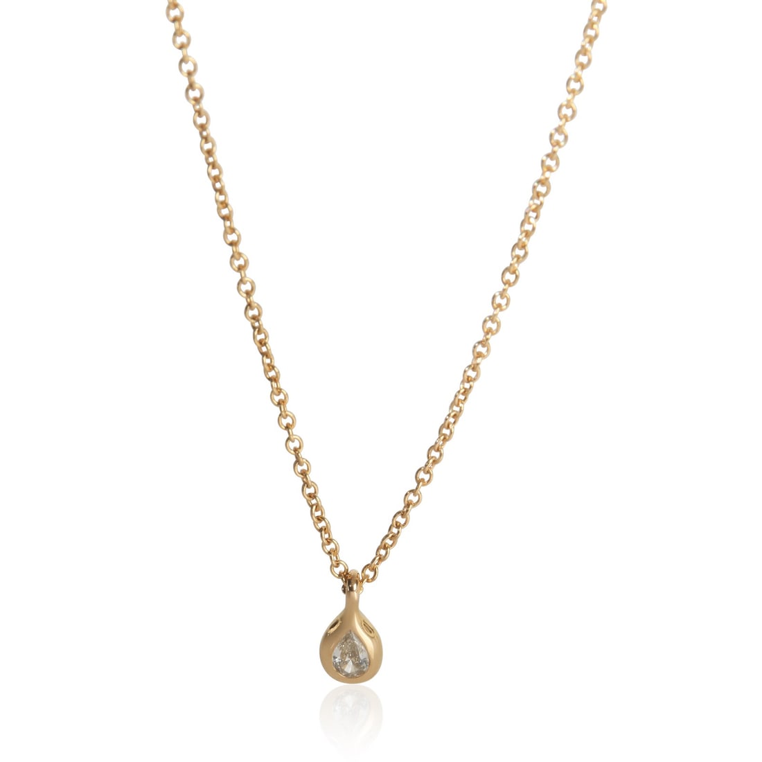 Diamond by Yard 18k Rose Gold Pendant Necklace 16in by Tiffany & Co.: Diamond by Yard 18k Rose Gold Pendant Necklace 16in by Tiffany & Co. This Tiffany & Co. Diamond By Yard pendant features a 0.17 carat pear-shaped diamond set in 18k rose gold. The necklace measures 16
