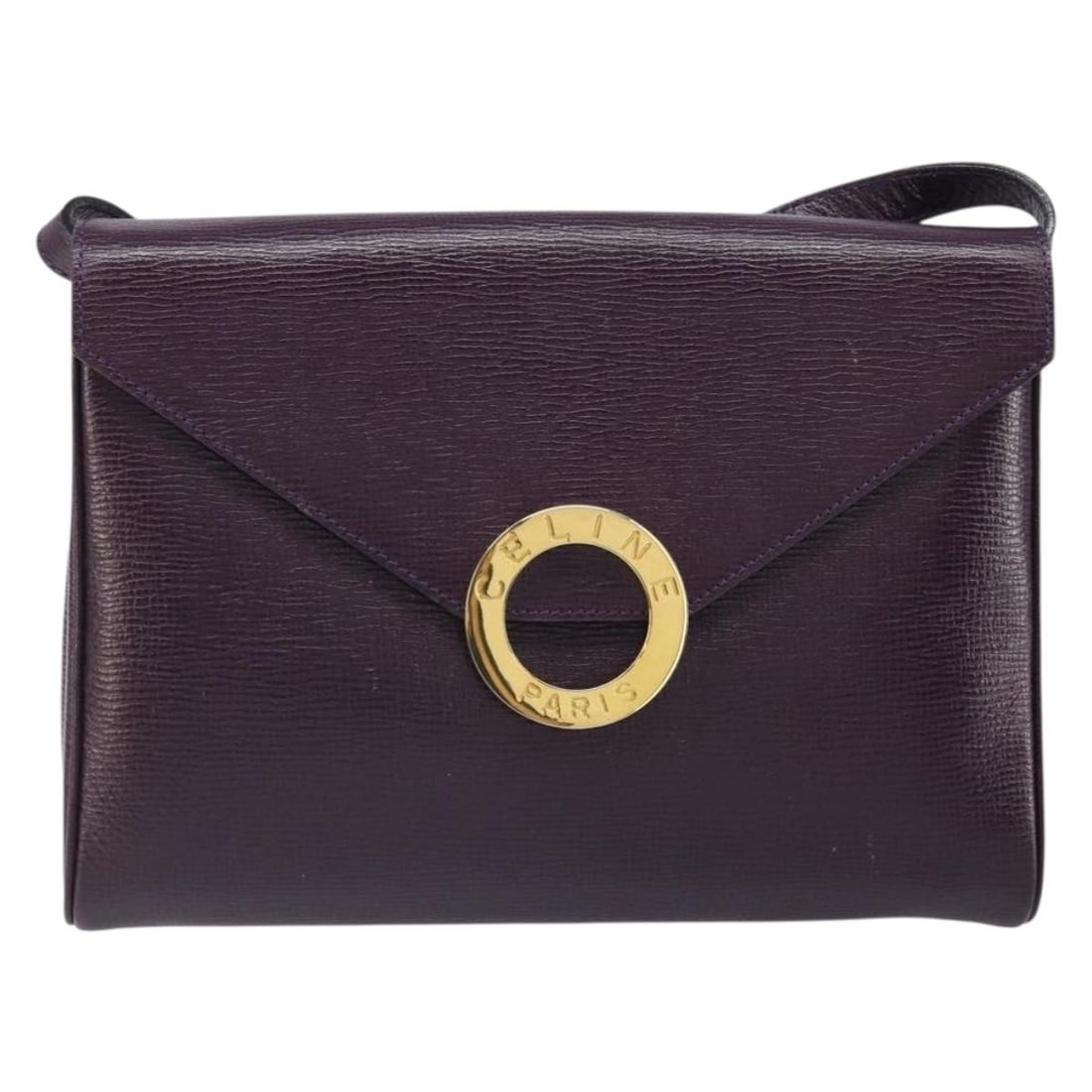 Celine Purple Leather Circle Logo Shoulder Bag from Italy (1 of 18)