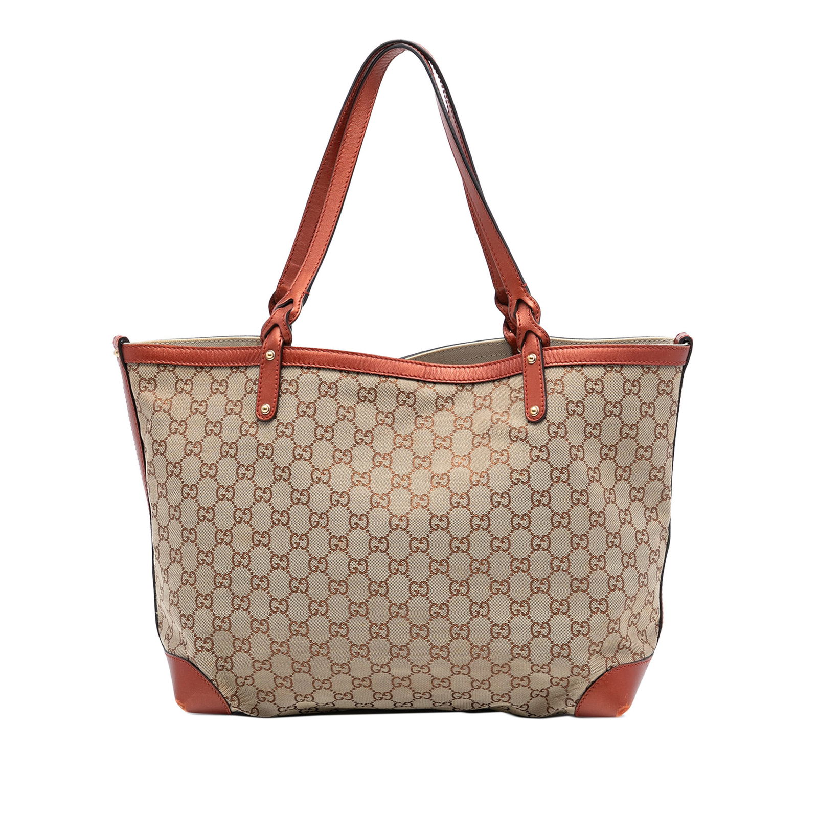Medium Brown Tote Bag by Gucci GG Canvas Craft Collection (1 of 8)