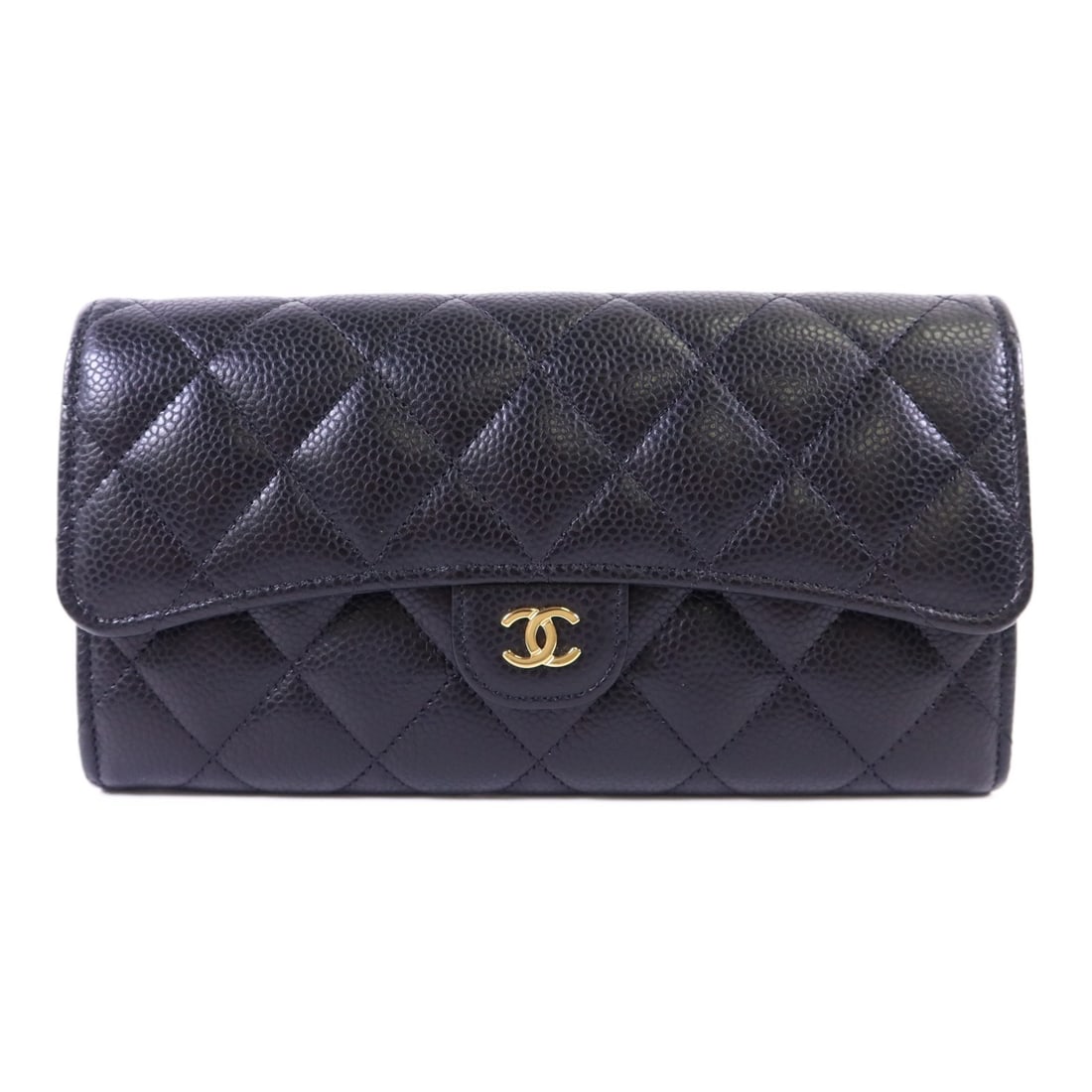 Chanel Black Calfskin Leather Bifold Wallet with Gold Tone CC Logo: Chanel Black Calfskin Leather Bifold Wallet with Gold Tone CC Logo This CHANEL CC long wallet features a bifold design crafted from black calfskin leather. It offers a classic and elegant look, comple