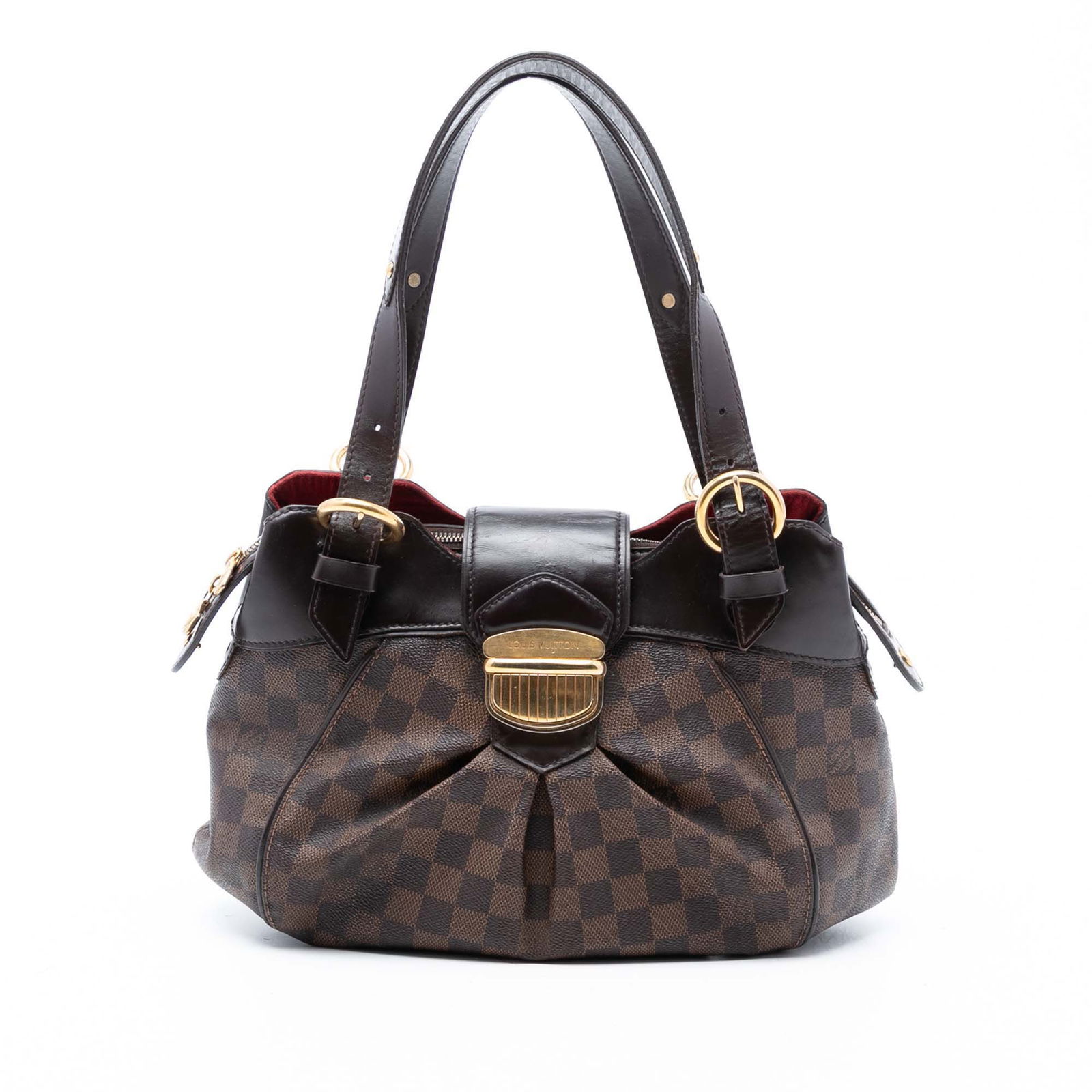 Damier Ebene Sistina PM Shoulder Bag by Louis Vuitton with Leather Trim (1 of 7)
