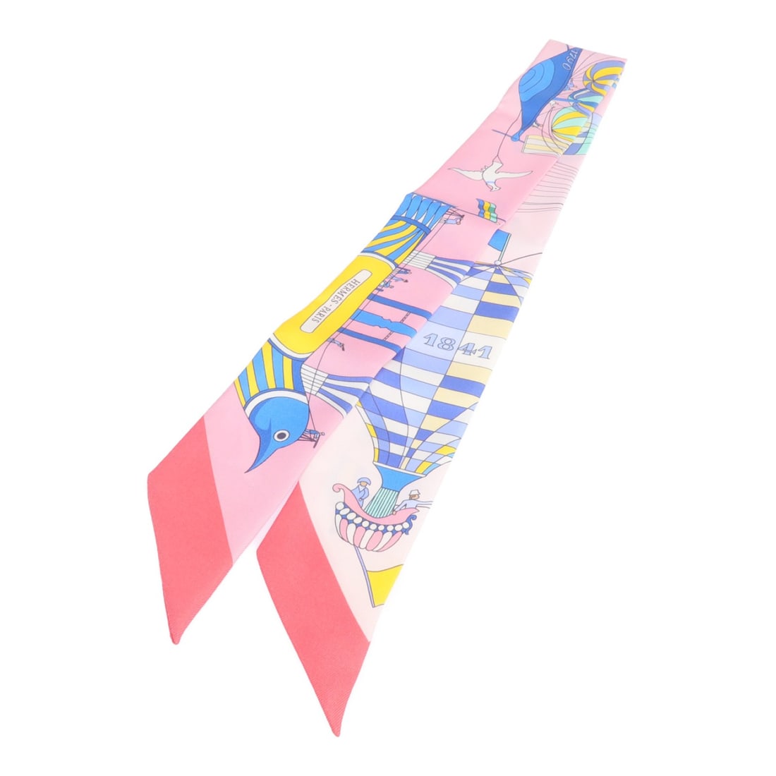 Silk Twilly Scarf by Hermes in Pink and Multicolor (1 of 8)