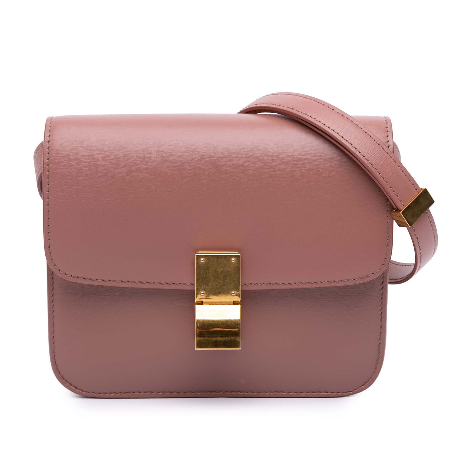Celine Teen Calfskin Classic Box Pink Leather Bag: Celine Teen Calfskin Classic Box Pink Leather Bag The Celine Teen Calfskin Classic Box bag is a stylish accessory crafted from premium leather. This elegant bag features a detachable flat strap for ve