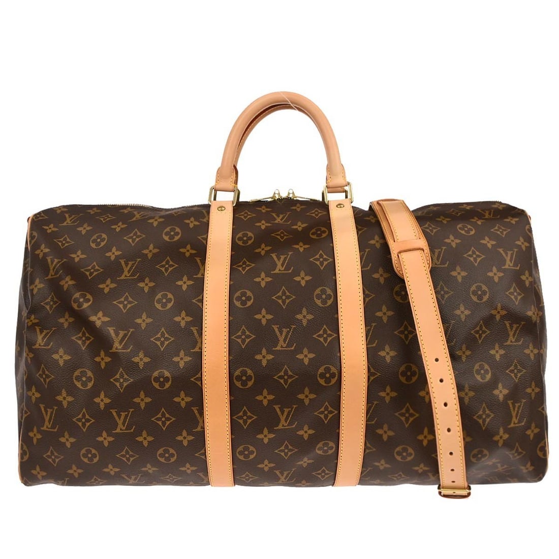 Monogram Canvas Keepall Bandouliere 55 Extra Large Travel Duffle by Louis Vuitton: Monogram Canvas Keepall Bandouliere 55 Extra Large Travel Duffle by Louis Vuitton This Louis Vuitton Keepall Bandouliere 55 is an extra large duffle bag crafted from signature brown monogram canvas wi