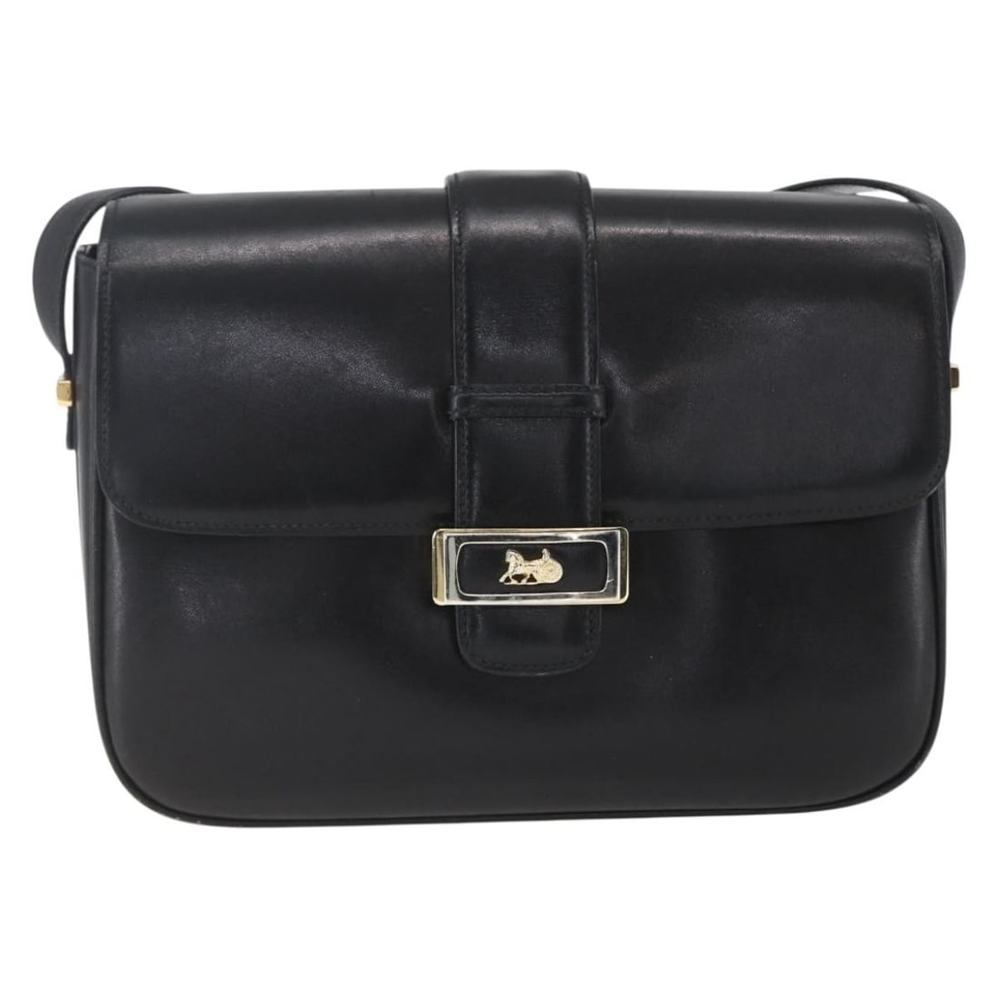 Celine Horse Carriage Black Leather Shoulder Bag Italy: Celine Horse Carriage Black Leather Shoulder Bag Italy This Celine Horse Carriage Shoulder Bag is crafted from black leather and features a classic design with metal fittings. Made in Italy, the bag i